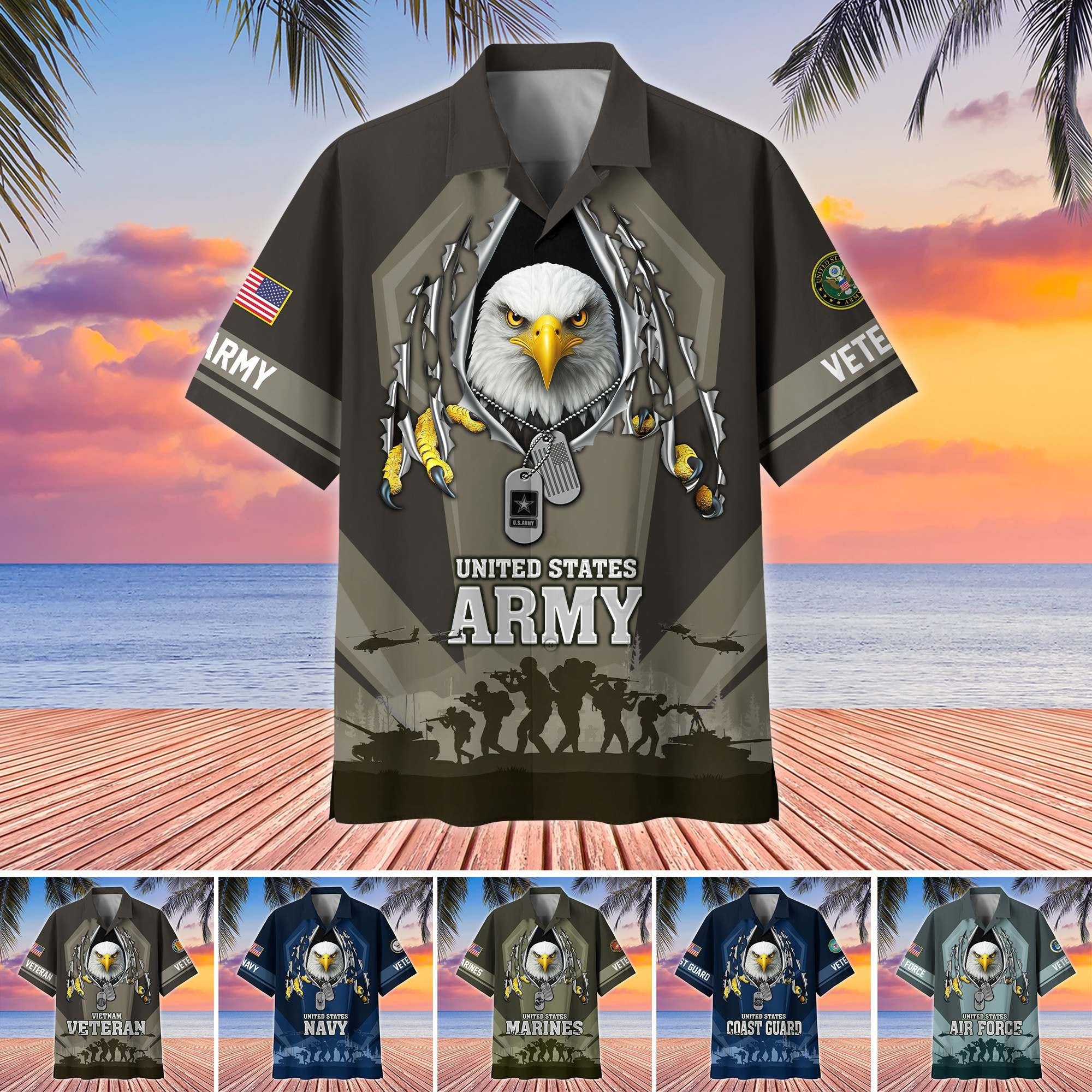 Premium US Veterans Hawaiian Shirt BPHN180711, Gifts For US Veterans, Gifts On Veterans Day.