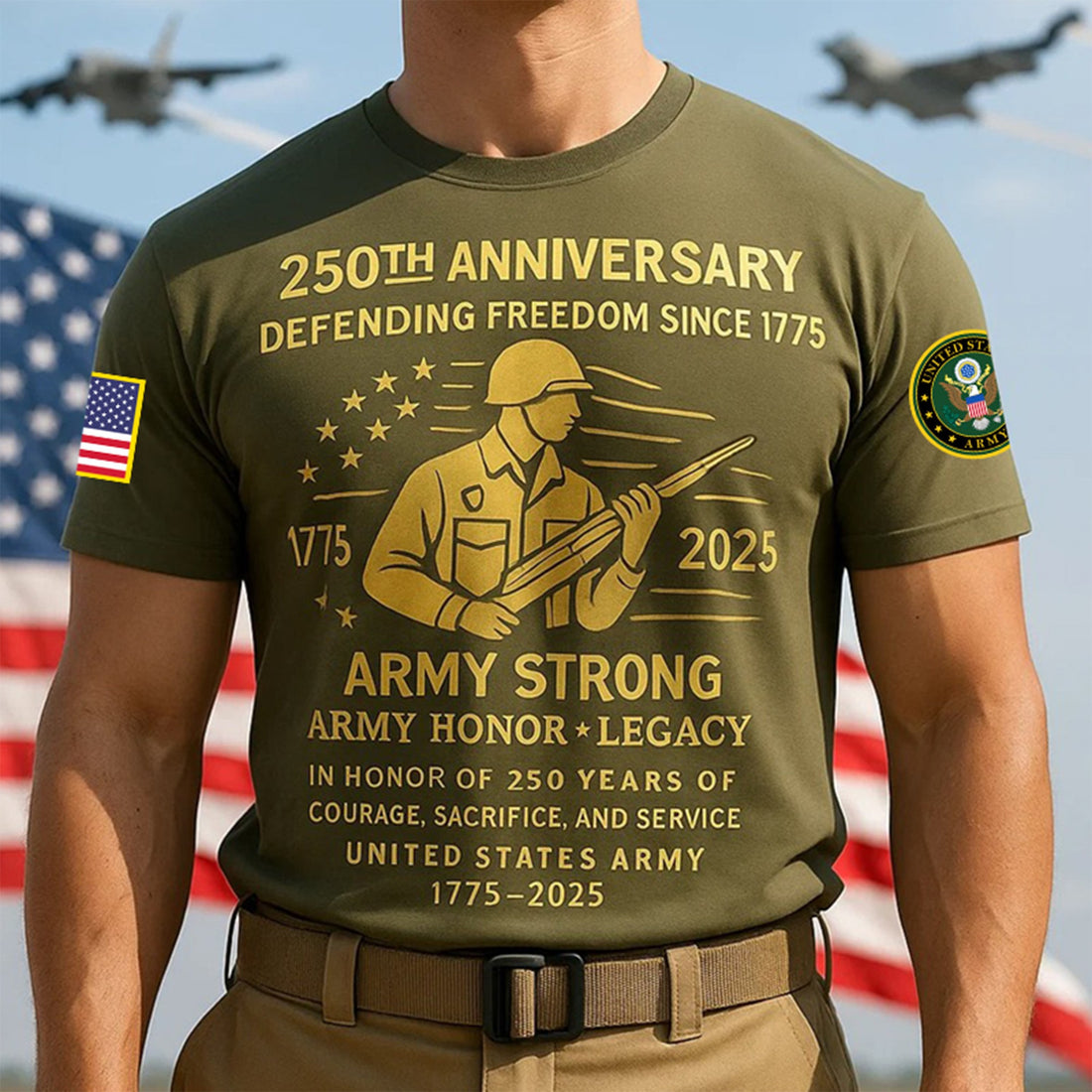 Premium 250th Anniversary Of The Army T-Shirt VPVC930091, Gifts For Army Veteran, Gifts On Father's Day, Veterans Day.