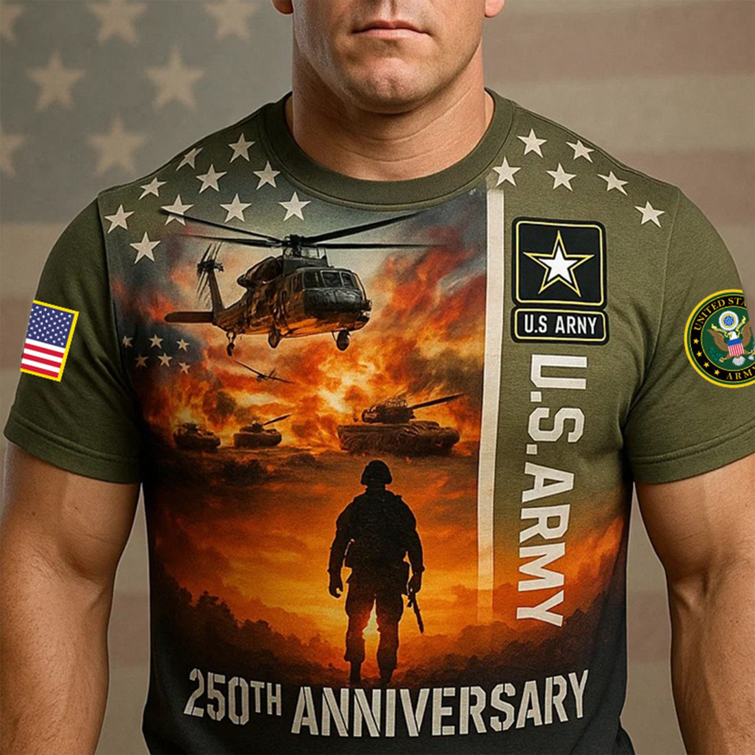 Premium 250th Anniversary Of The Army T-Shirt VPVC930098, Gifts For Army Veteran, Gifts On Father's Day, Veterans Day.