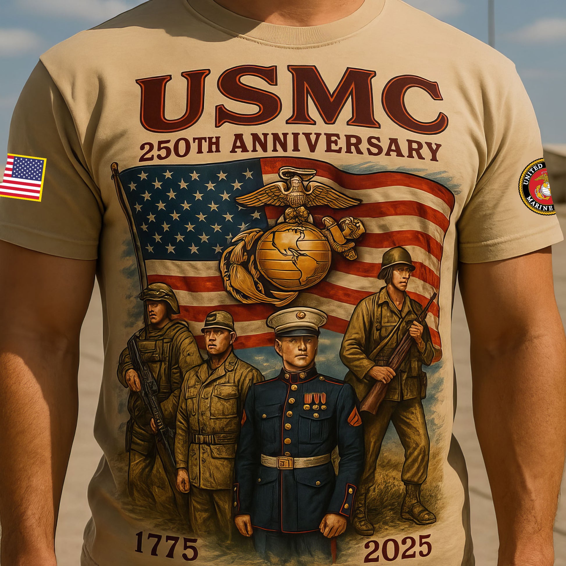 Premium USMC T-Shirt VPVC930129, 250th Anniversary Marine Corps Shirt, Gifts For Marine Veteran, Gifts On Father's Day, Veterans Day.