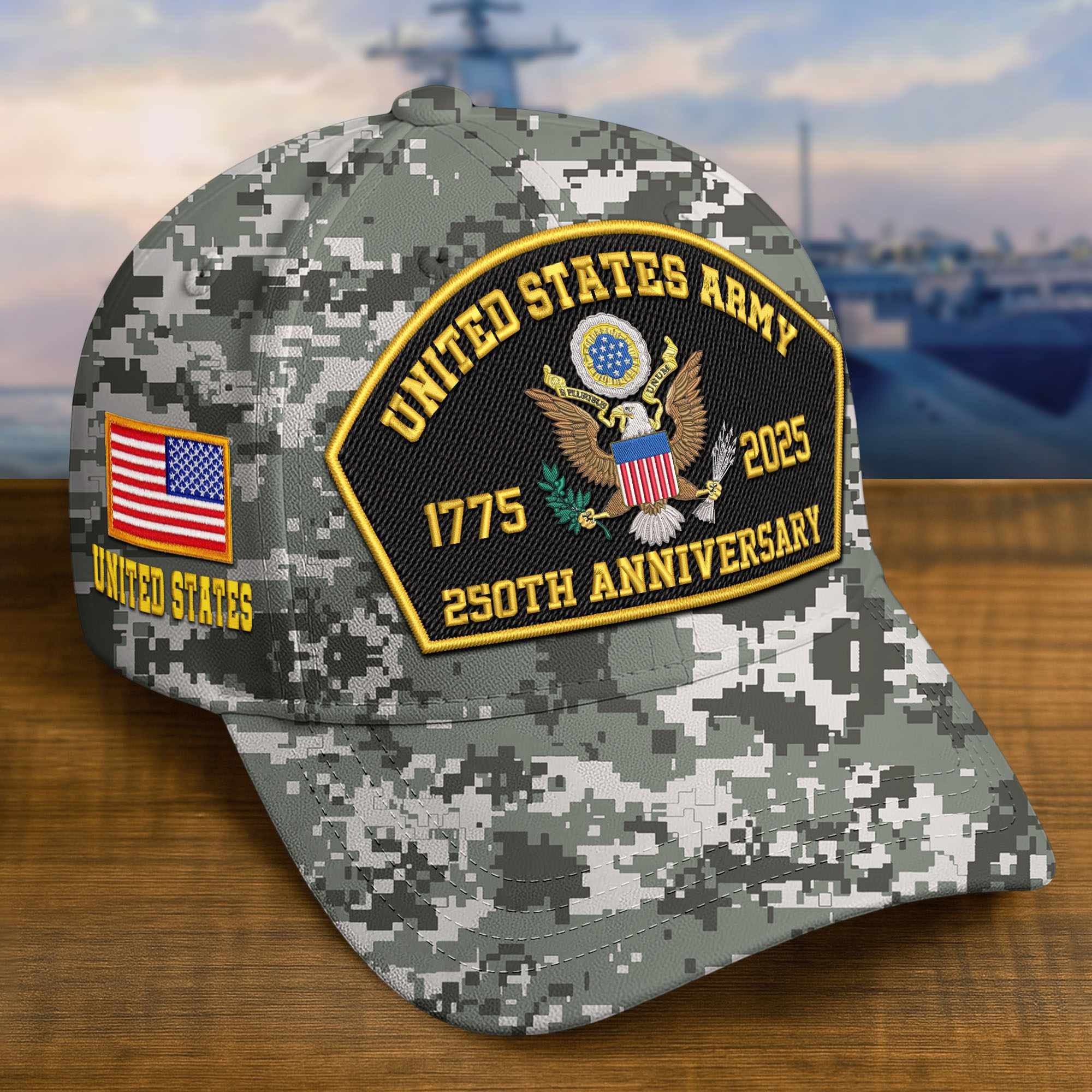 Premium 250th Anniversary Of The Army Embroidered Hats VPVC309102, Custom Name & Rank, Gifts For Army Veteran, Gifts On Father's Day, Veterans Day.