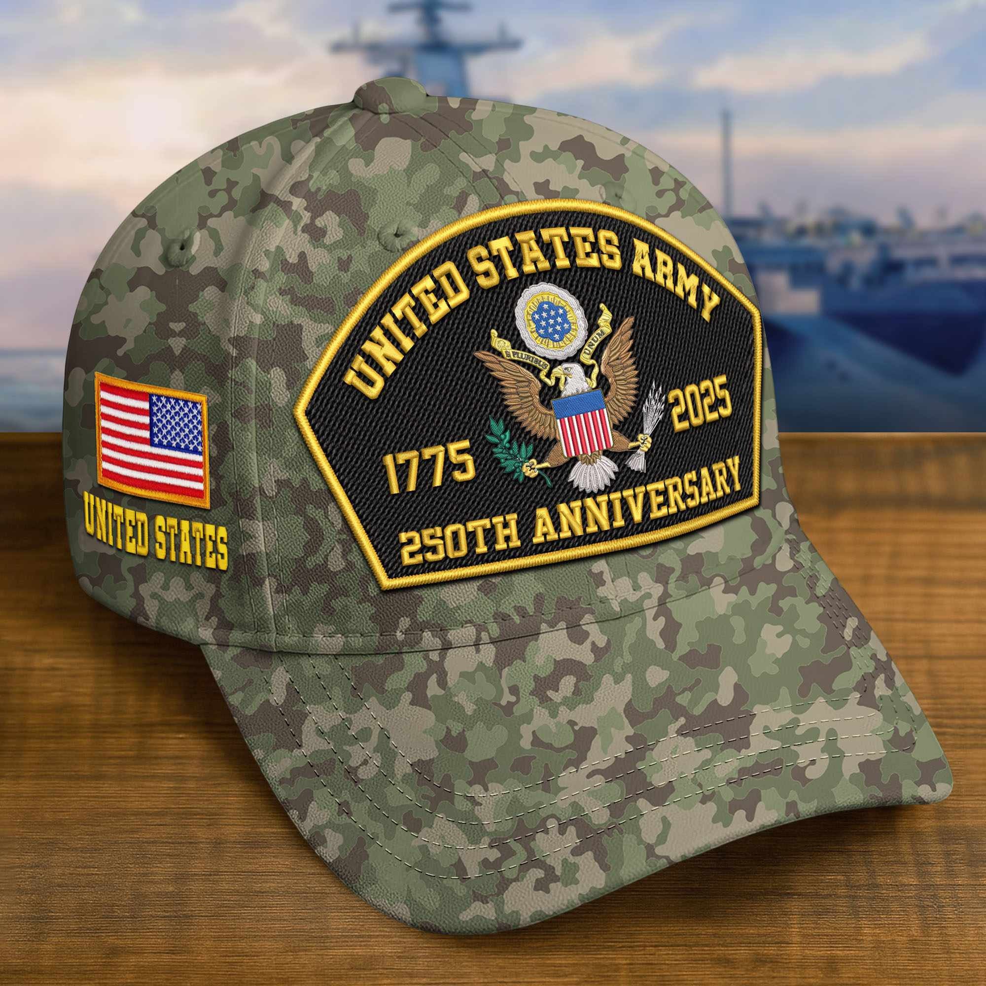 Premium 250th Anniversary Of The Army Embroidered Hats VPVC309103, Custom Name & Rank, Gifts For Army Veteran, Gifts On Father's Day, Veterans Day.