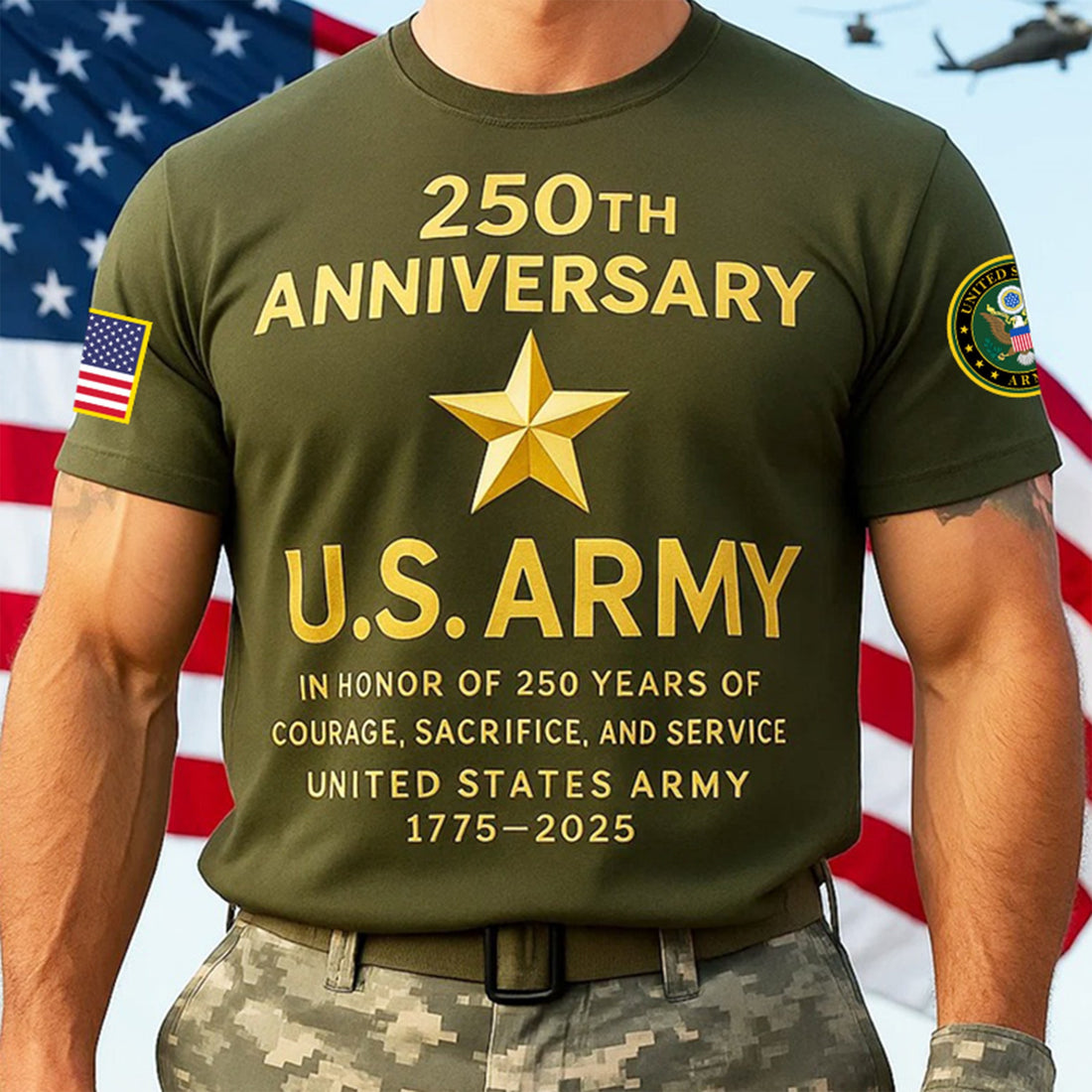 Premium 250th Anniversary Of The Army T-Shirt VPVC930172, Gifts For Army Veteran, Gifts On Father's Day, Veterans Day.