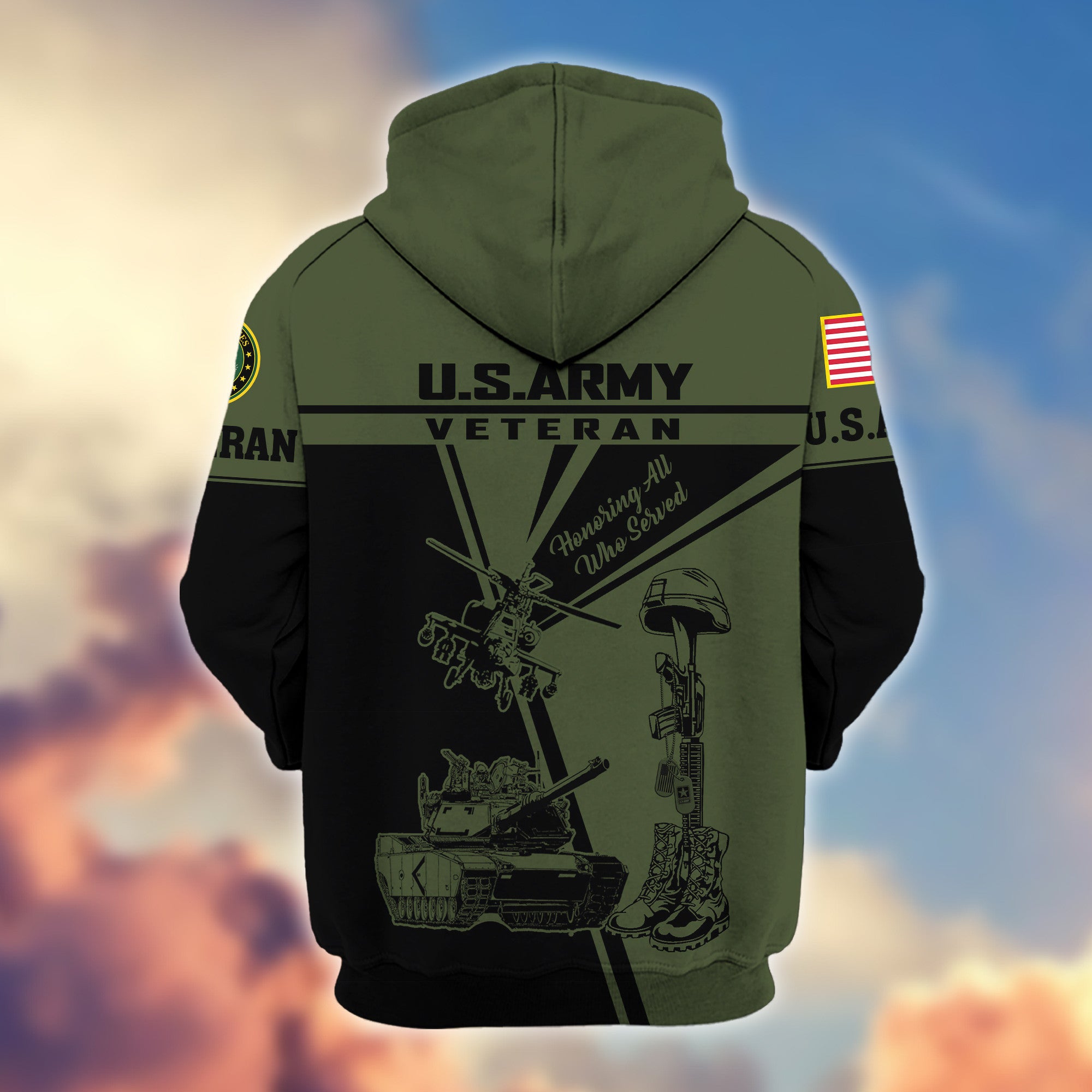 Premium US Army Zip Hoodie VPVC608201, Gifts For Army Veteran, Gifts On Father's Day, Veterans Day.