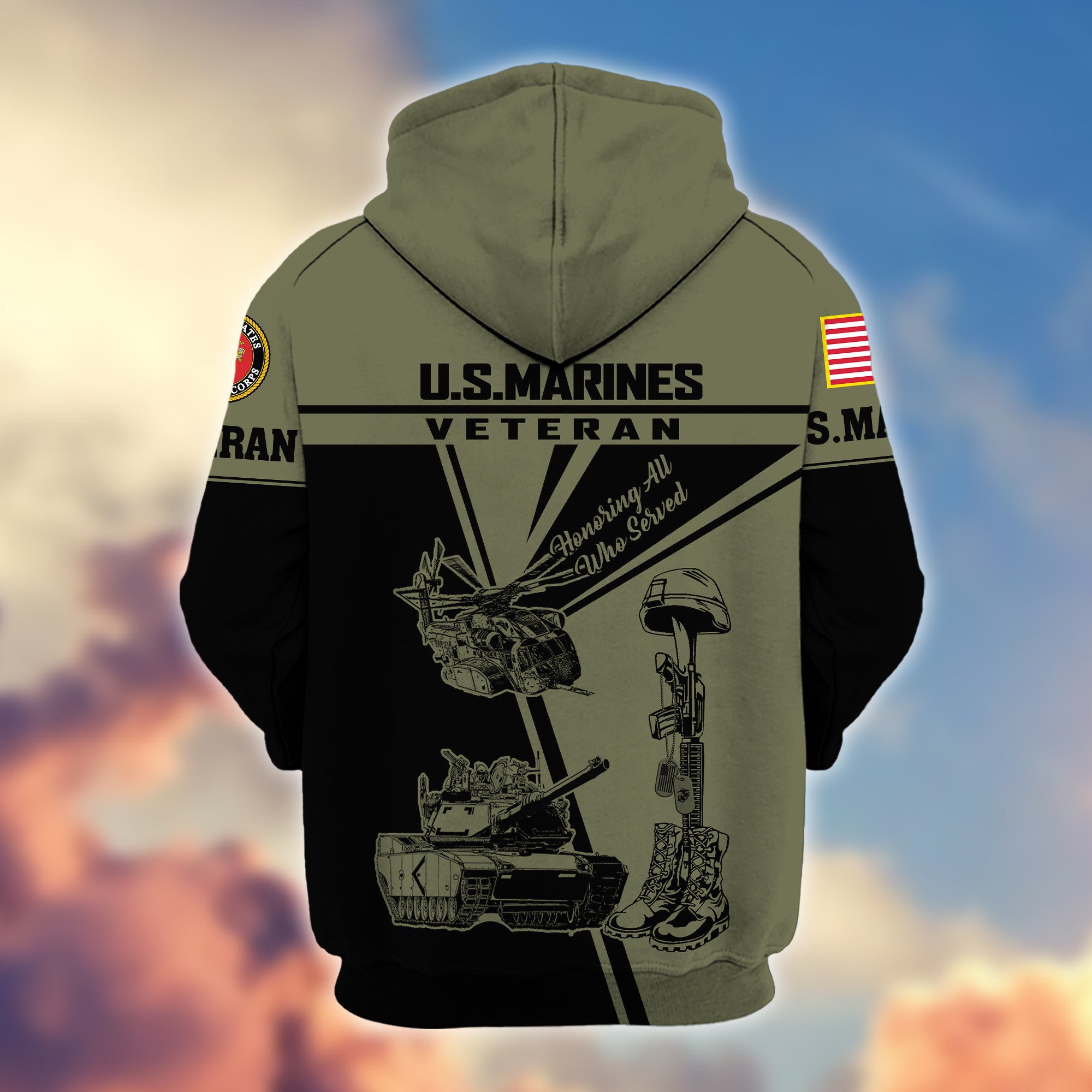 Premium USMC Zip Hoodie VPVC608211, Gifts For Marine Veteran, Gifts On Father's Day, Veterans Day.