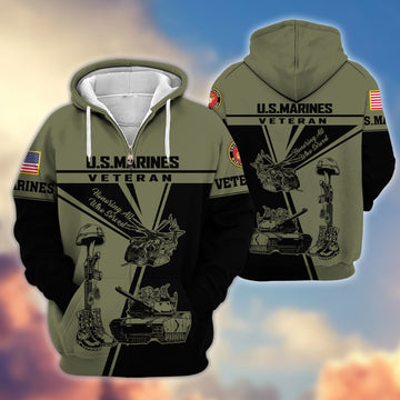 Premium USMC Zip Hoodie VPVC608211, Gifts For Marine Veteran, Gifts On Father's Day, Veterans Day.