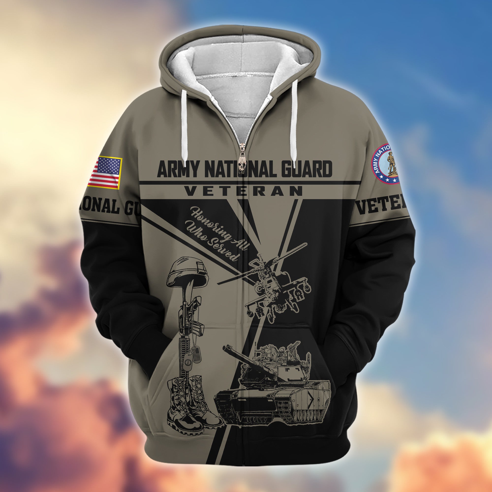 Premium US Army National Guard Zip Hoodie VPVC608208, Gifts For Army National Guard Veteran, Gifts On Father's Day, Veterans Day.