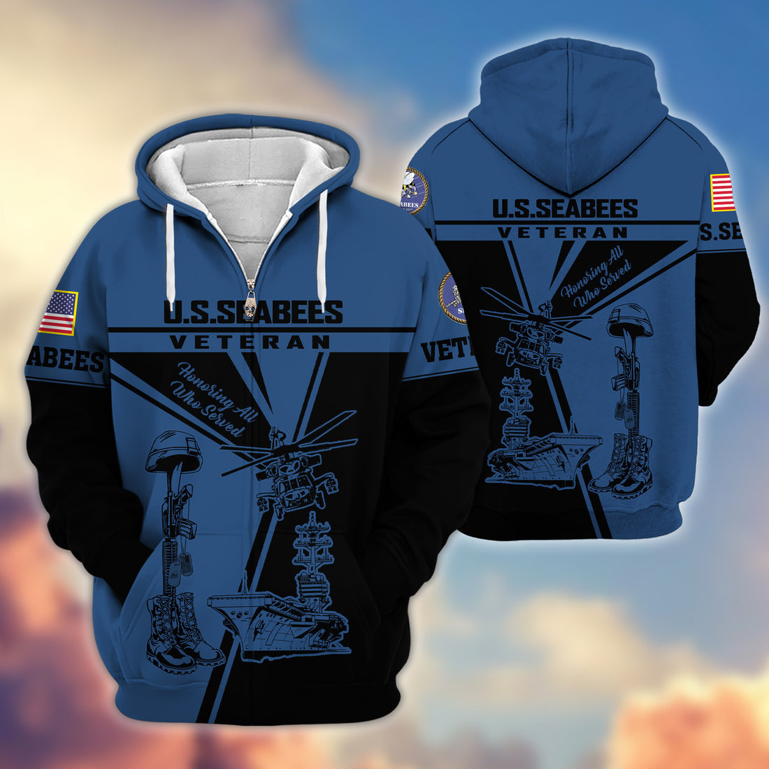 Premium US Seabees Zip Hoodie VPVC608209, Gifts For Seabees Veteran, Gifts On Father's Day, Veterans Day.