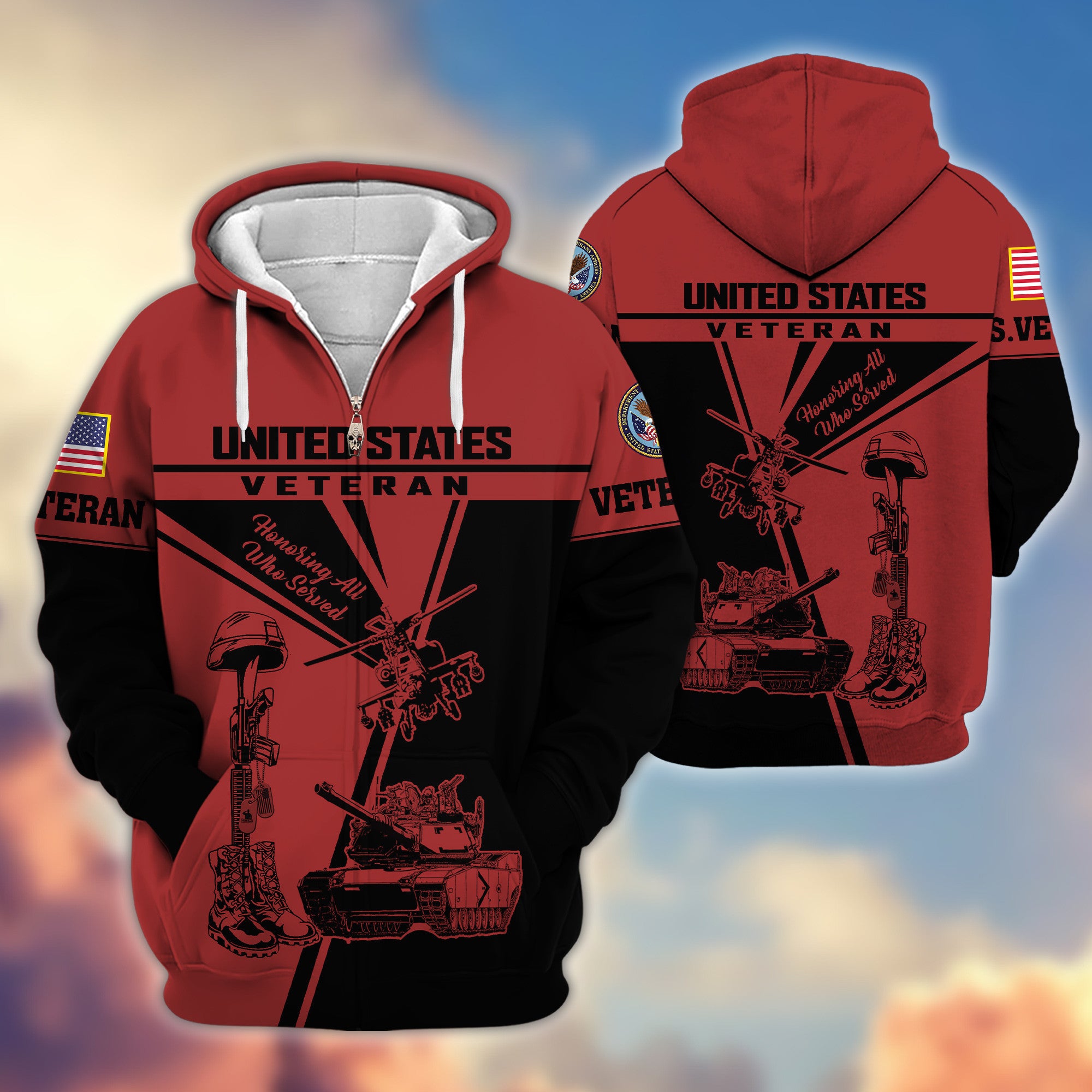 Premium US Veteran Zip Hoodie VPVC608207, Gifts For US Veteran, Gifts On Father's Day, Veterans Day.