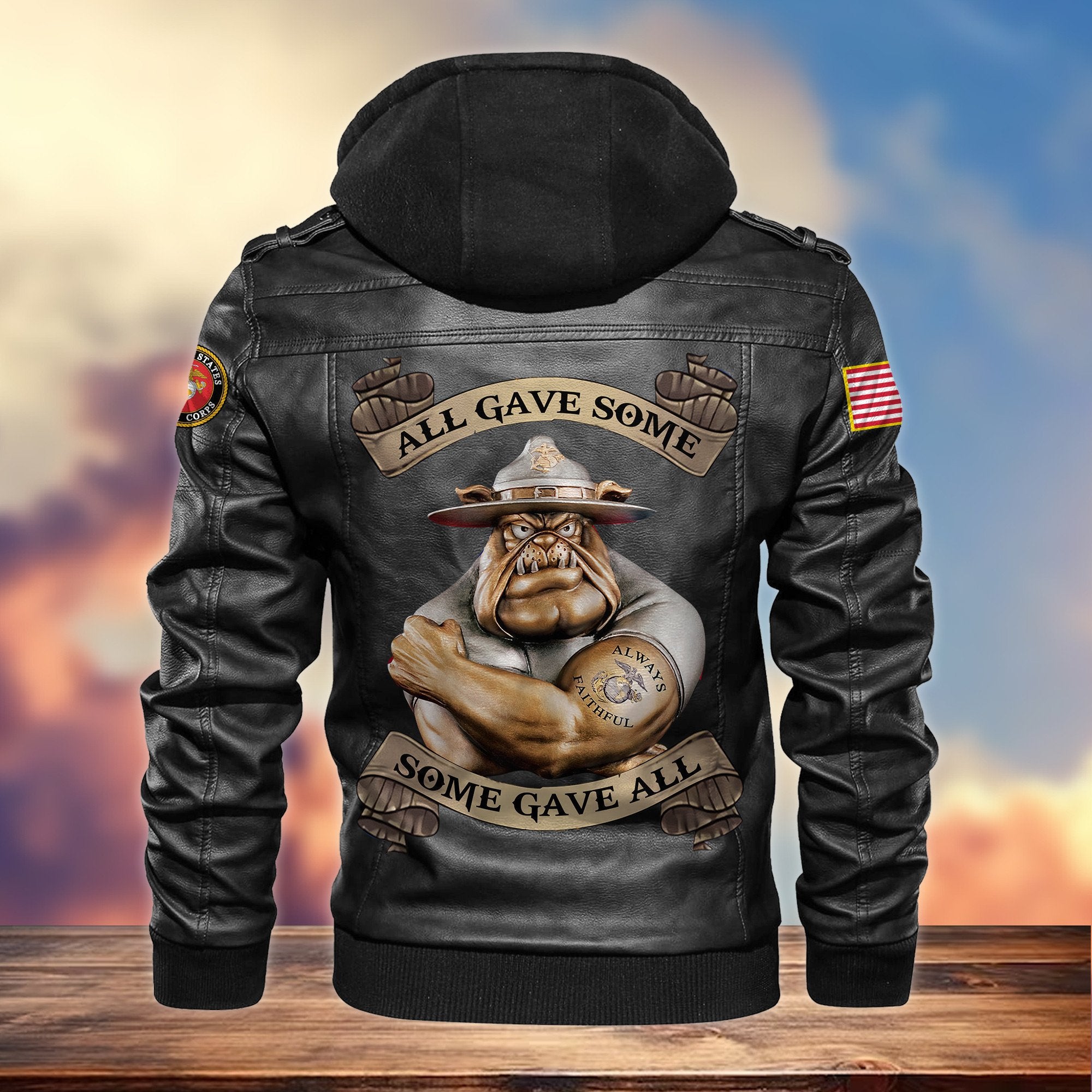 Premium USMC Veteran Leather Jacket VPVC701603, Gifts For Marine Veteran, Gifts On Father's Day, Armed Forces Day, Veterans Day.