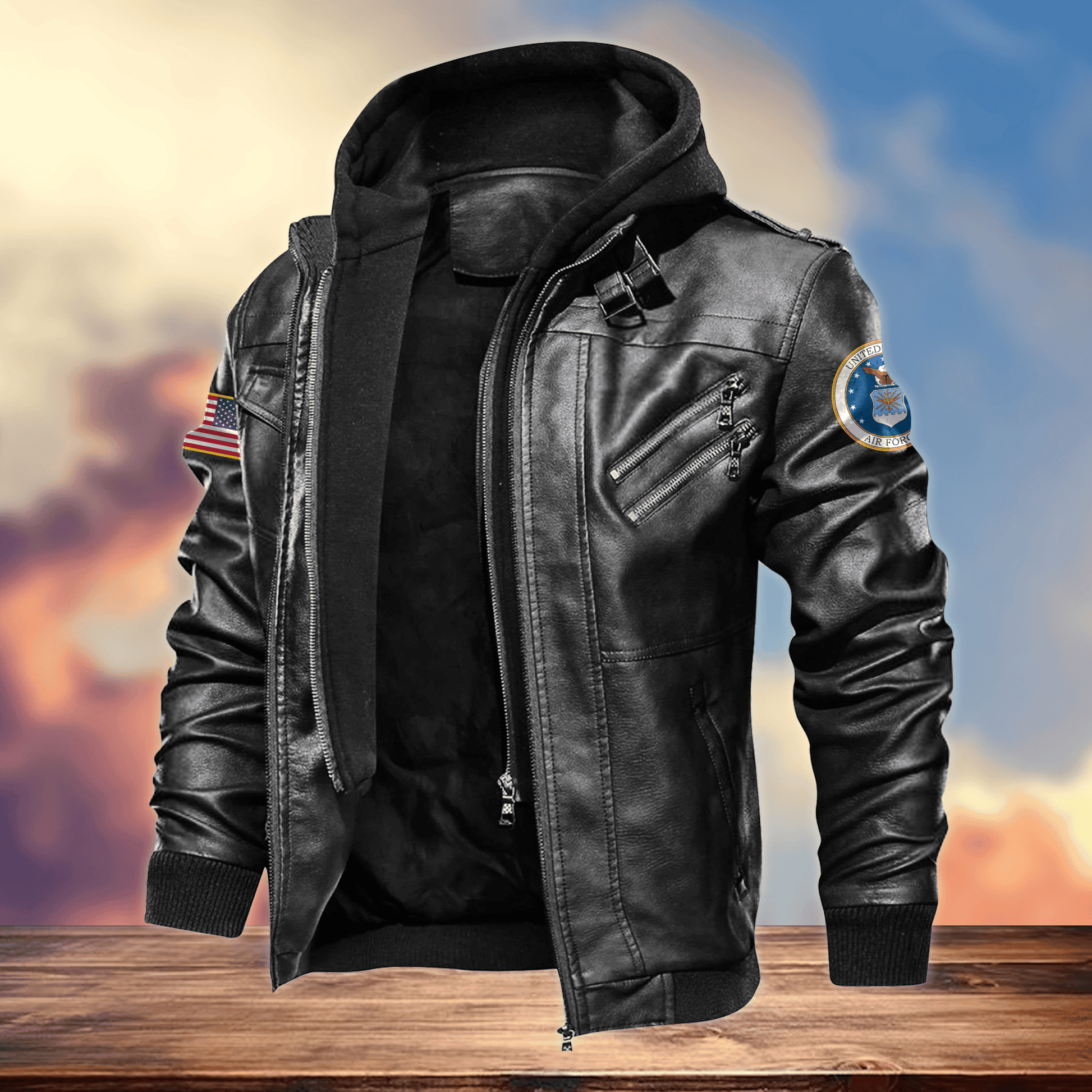 Premium USAF Veteran Leather Jacket VPVC701604, Gifts For Air Force Veteran, Gifts On Father's Day, Armed Forces Day, Veterans Day.