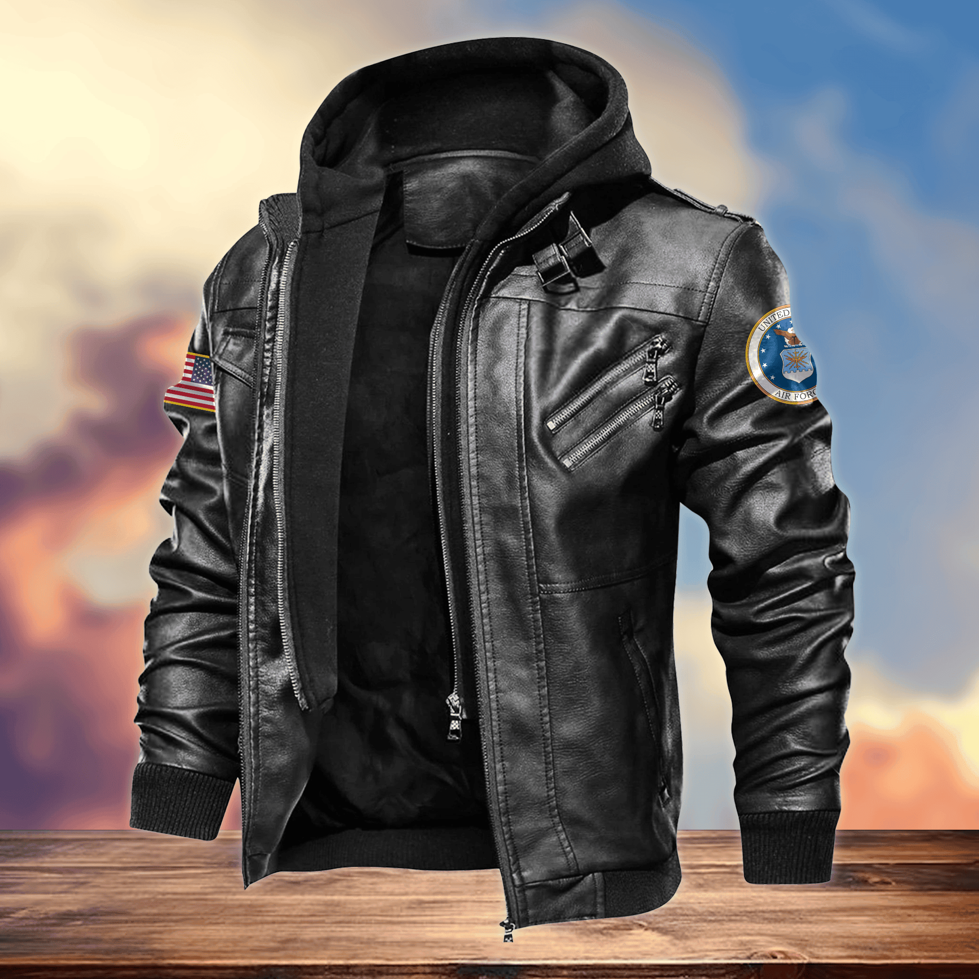 Premium USAF Veteran Leather Jacket VPVC701604, Gifts For Air Force Veteran, Gifts On Father's Day, Armed Forces Day, Veterans Day.