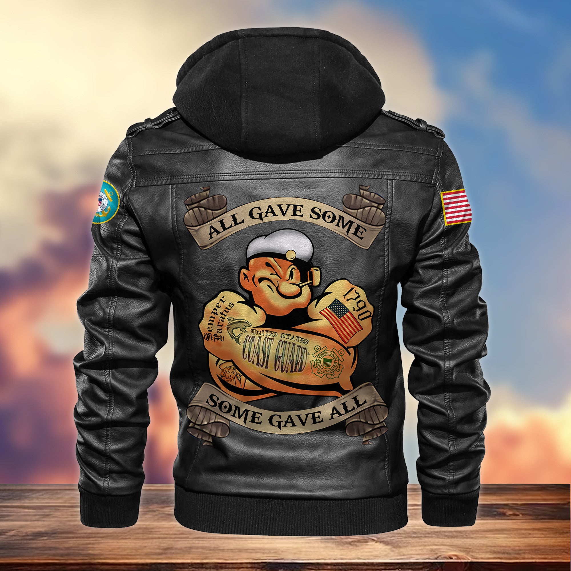 Premium USCG Veteran Leather Jacket VPVC701605, Gifts For Coast Guard Veteran, Gifts On Father's Day, Armed Forces Day, Veterans Day.