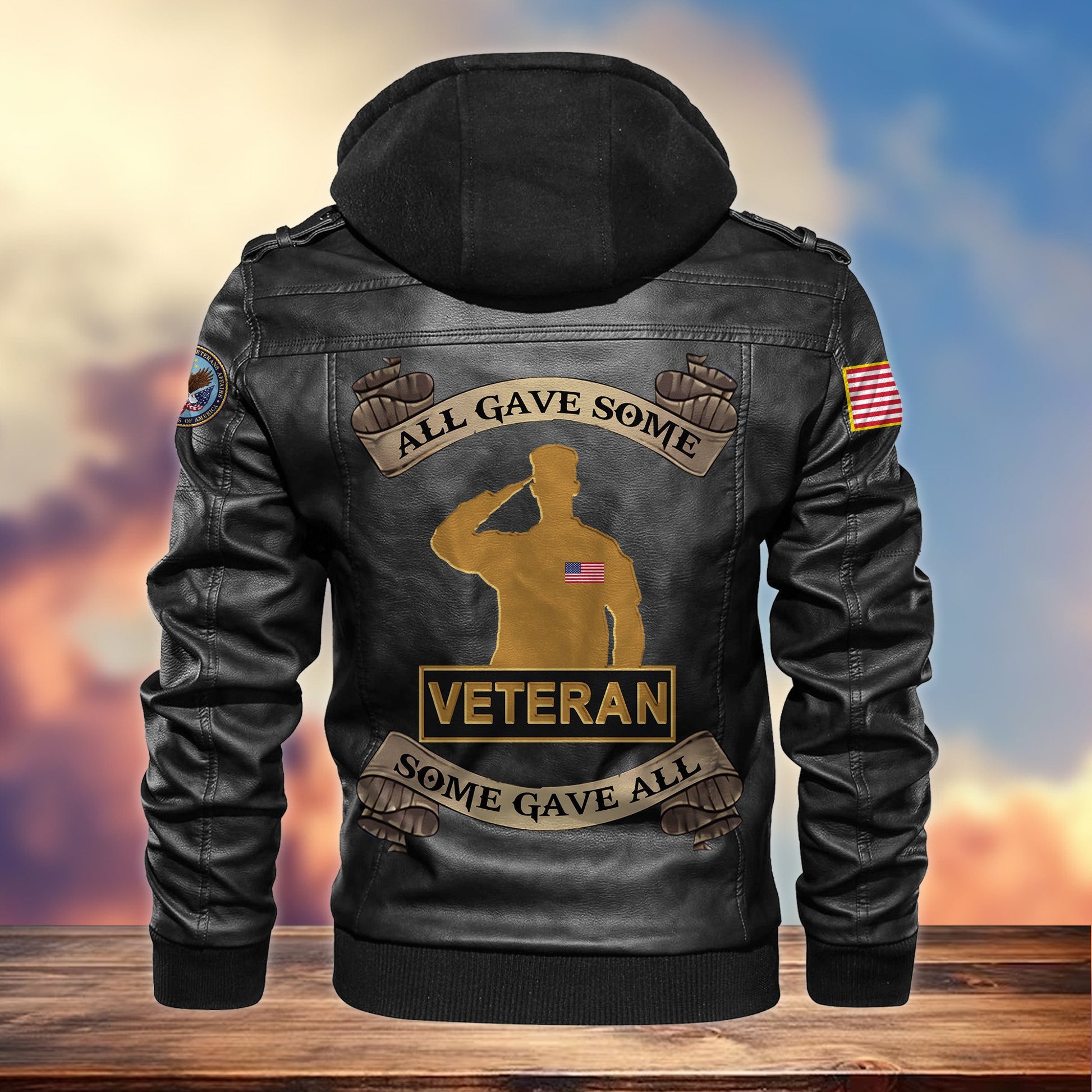 Premium US Veteran Leather Jacket VPVC701607, Gifts For US Veteran, Gifts On Father's Day, Armed Forces Day, Veterans Day.