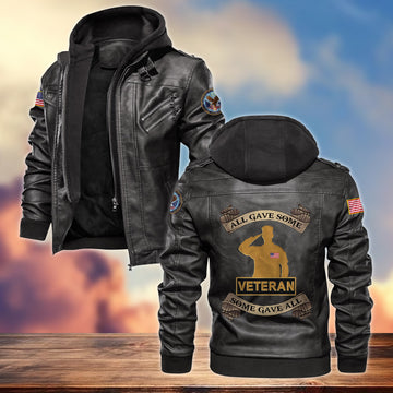Premium US Veteran Leather Jacket VPVC701607, Gifts For US Veteran, Gifts On Father's Day, Armed Forces Day, Veterans Day.