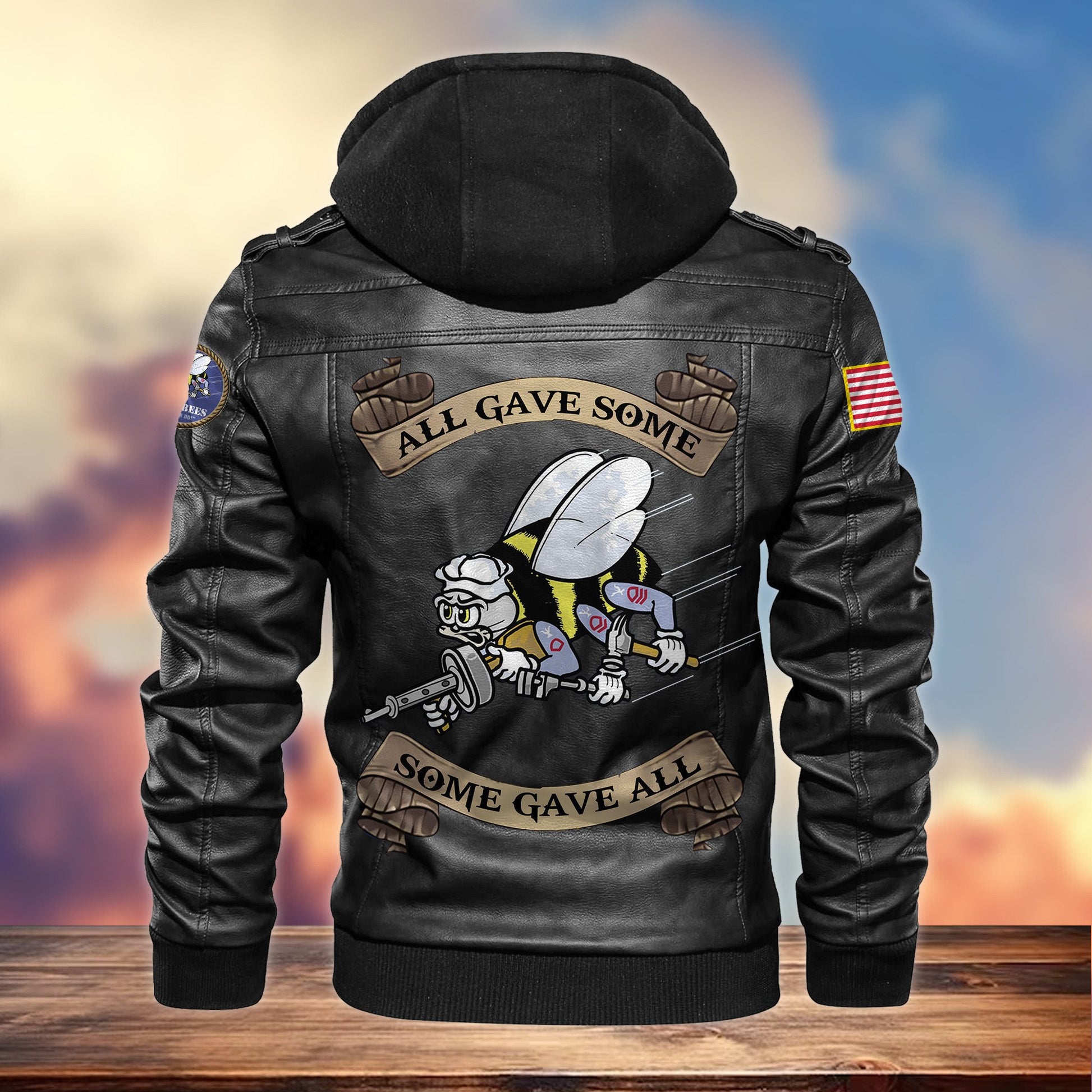 Premium US Seabees Veteran Leather Jacket VPVC701609, Gifts For Seabees Veteran, Gifts On Father's Day, Armed Forces Day, Veterans Day.