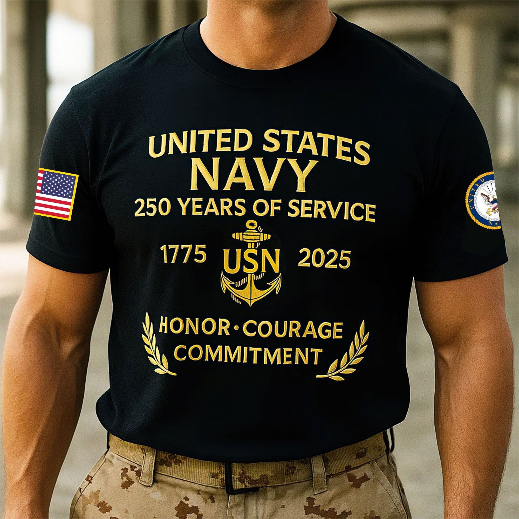 Premium US Navy T-Shirt VPVC930201, 250th Anniversary Navy Shirt, Gifts For Navy Veteran, Gifts On Father's Day, Veterans Day.