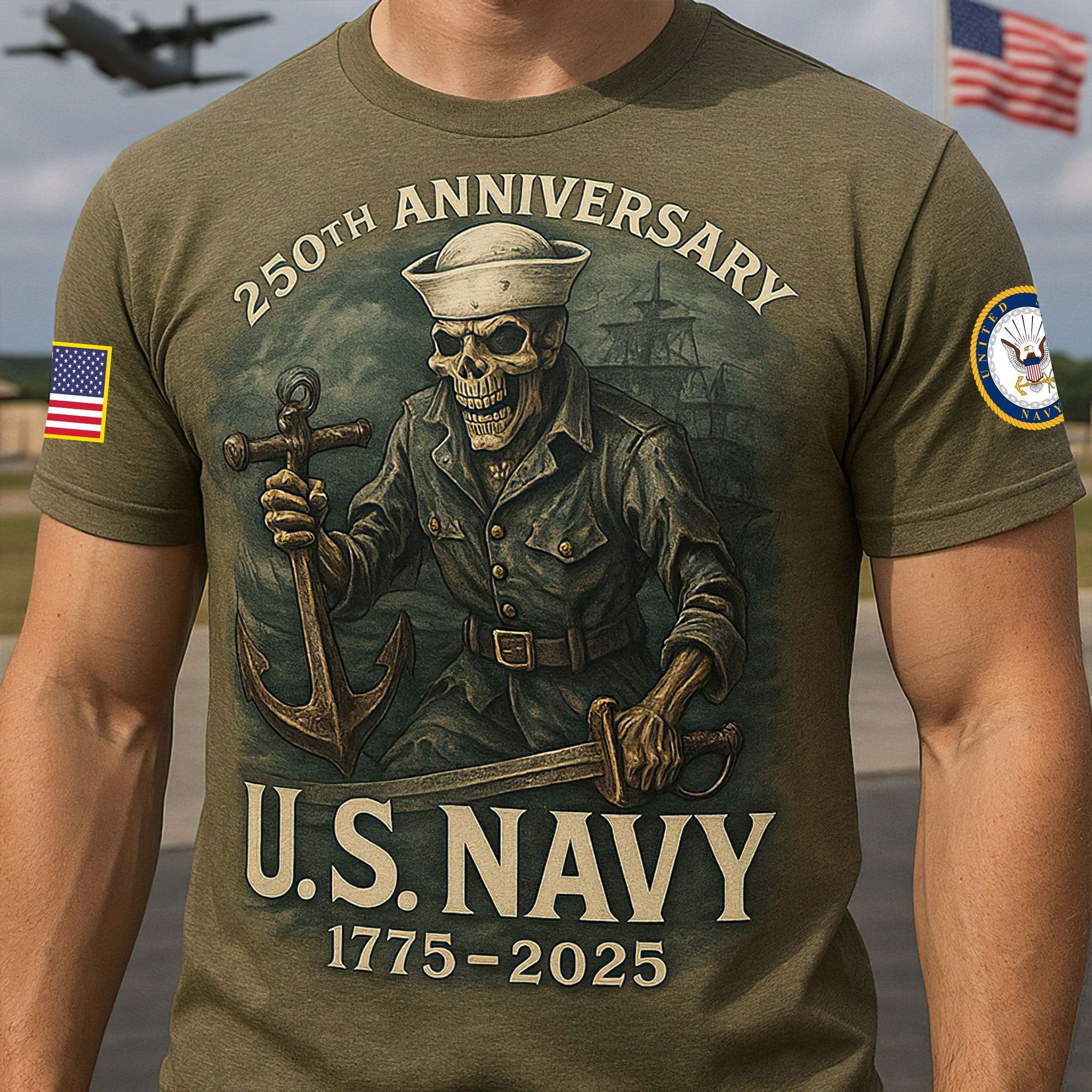 Premium US Navy T-Shirt VPVC930206, 250th Anniversary Navy Shirt, Gifts For Navy Veteran, Gifts On Father's Day, Veterans Day.