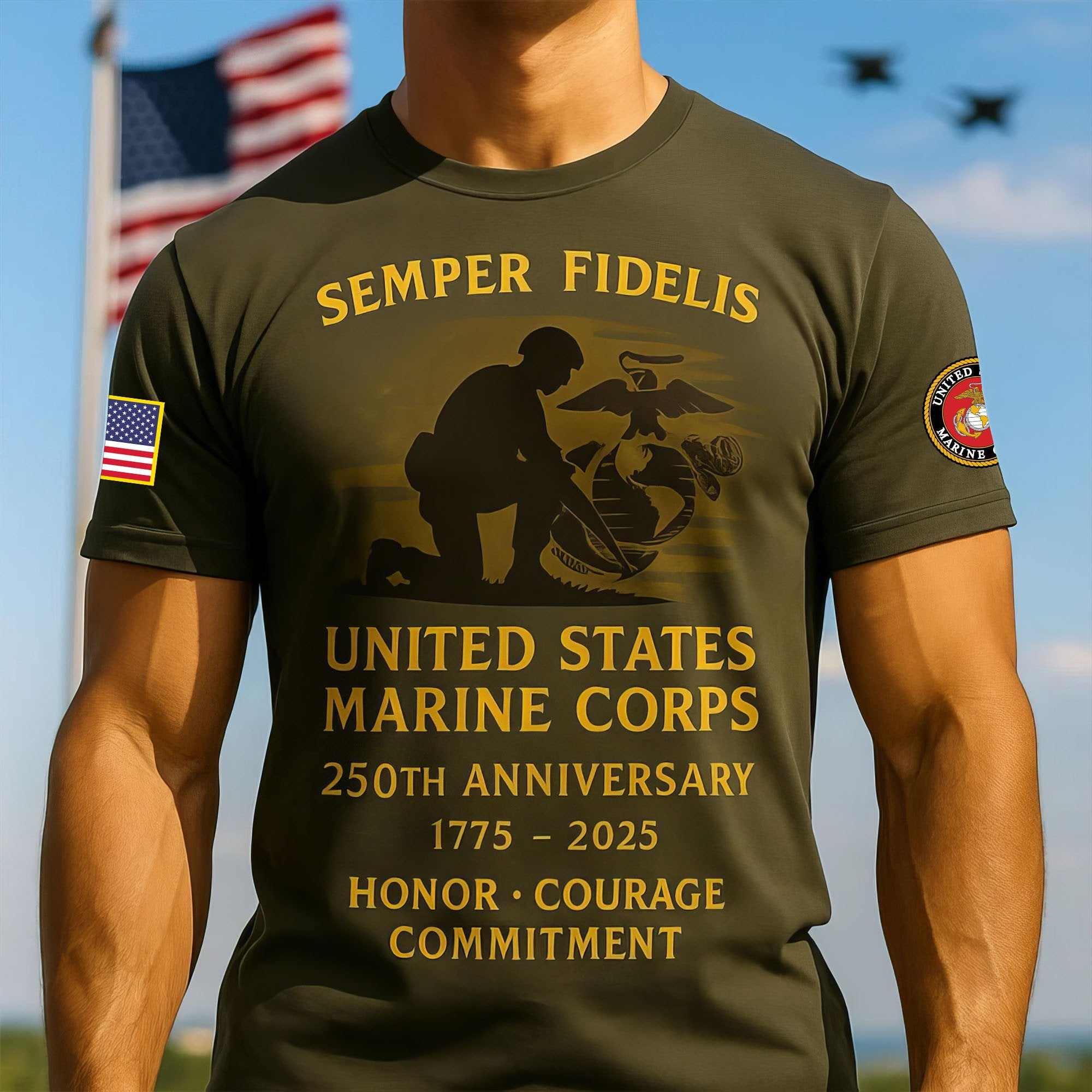 Premium USMC T-Shirt VPVC930251, 250th Anniversary Marine Corps Shirt, Gifts For Marine Veteran, Gifts On Father's Day, Veterans Day.