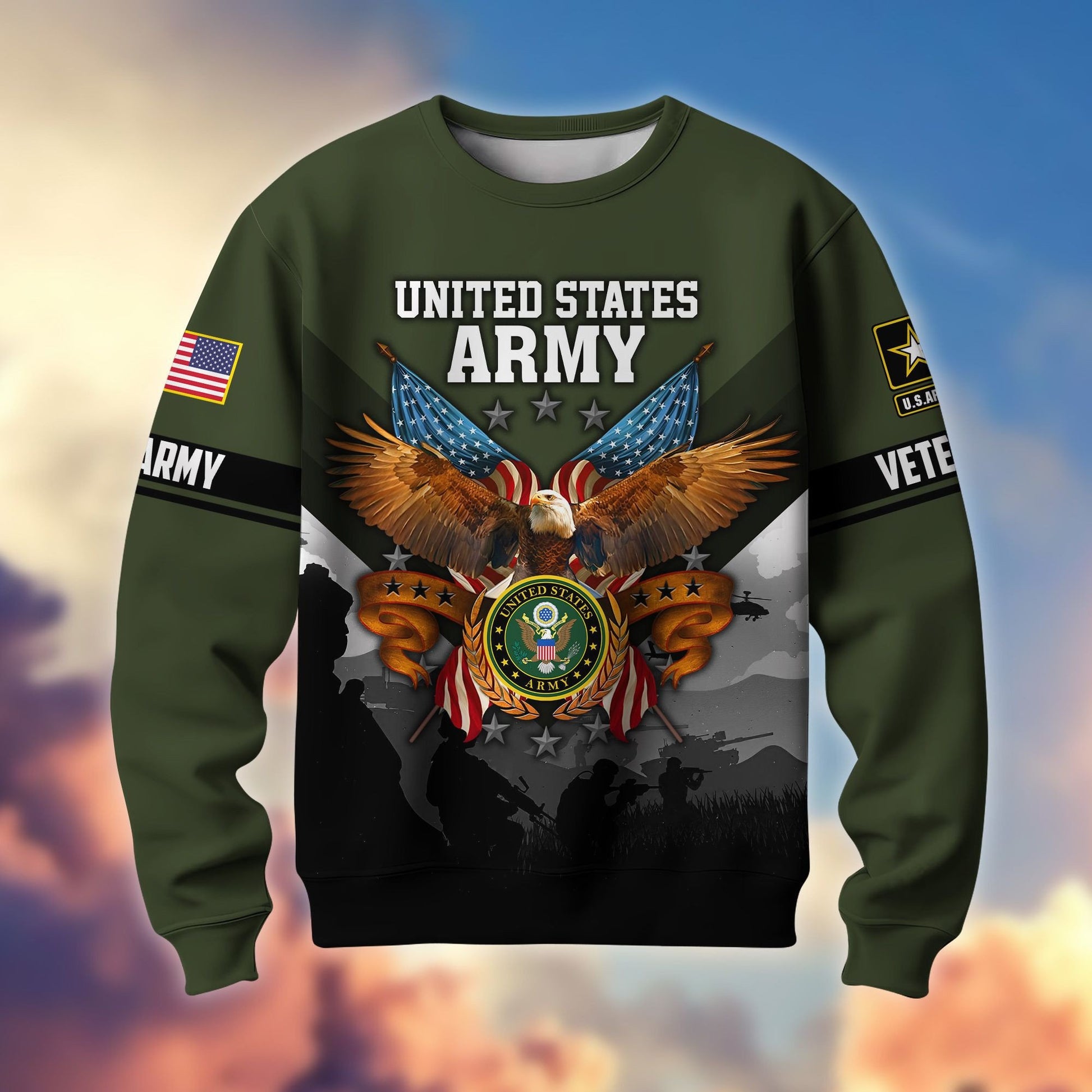 Premium US Veterans Sweatshirt ATTN040821, Gifts For US Veterans, Gifts On Father's Day, Veterans Day.