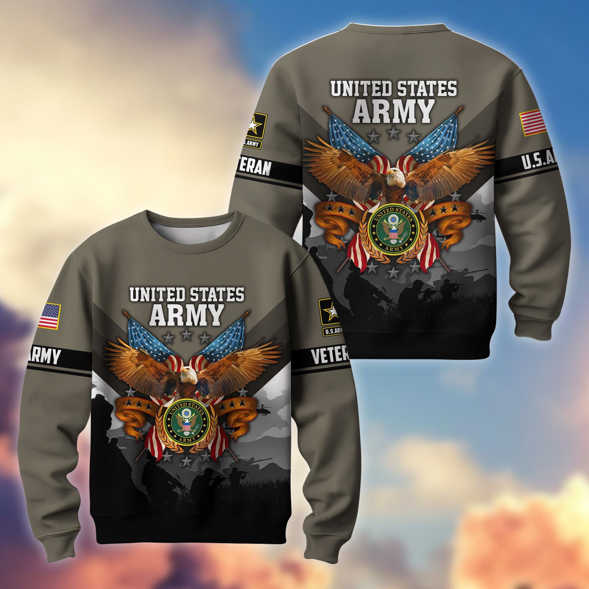 Premium US Veterans Sweatshirt ATTN040821, Gifts For US Veterans, Gifts On Father's Day, Veterans Day.
