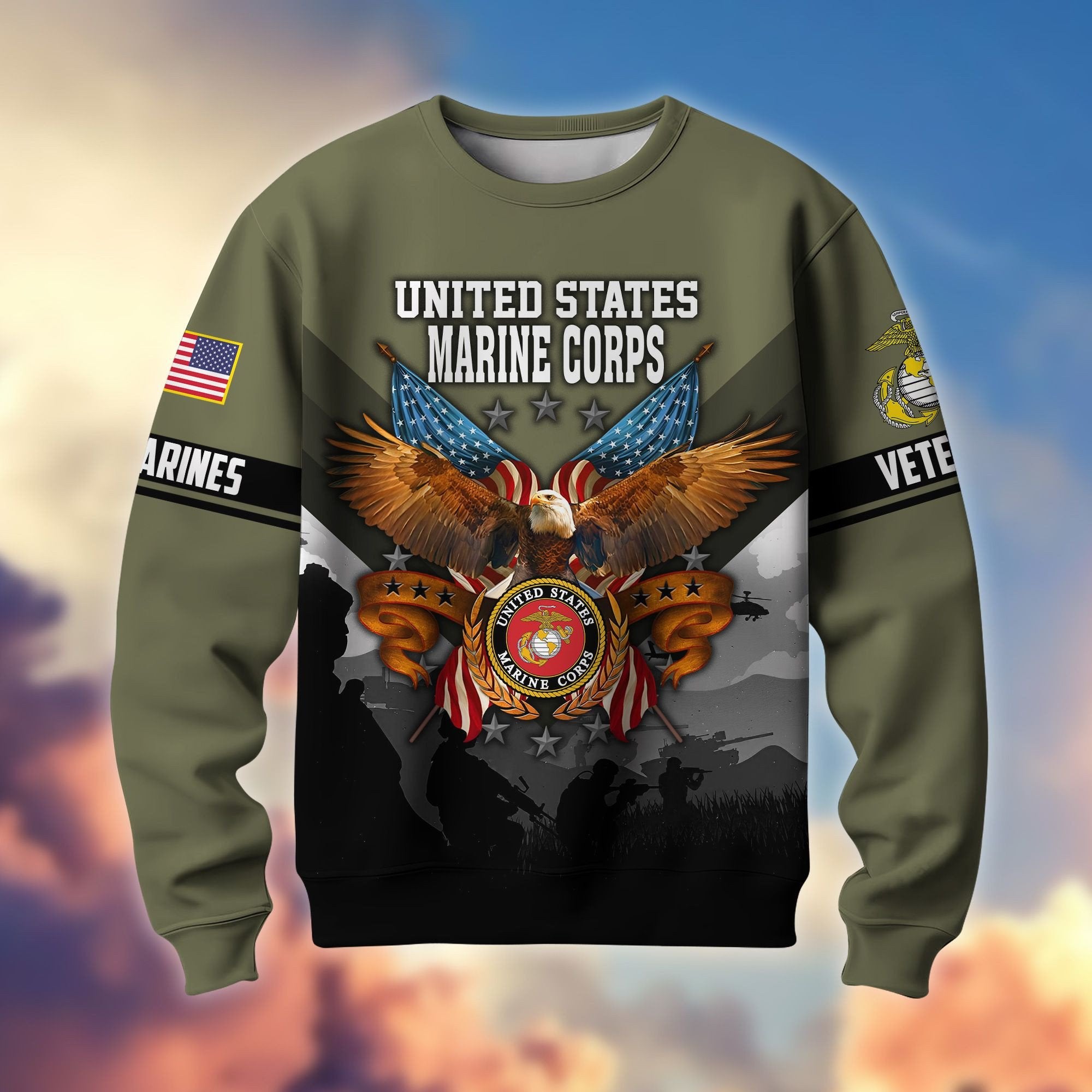 Premium US Veterans Sweatshirt ATTN040821, Gifts For US Veterans, Gifts On Father's Day, Veterans Day.
