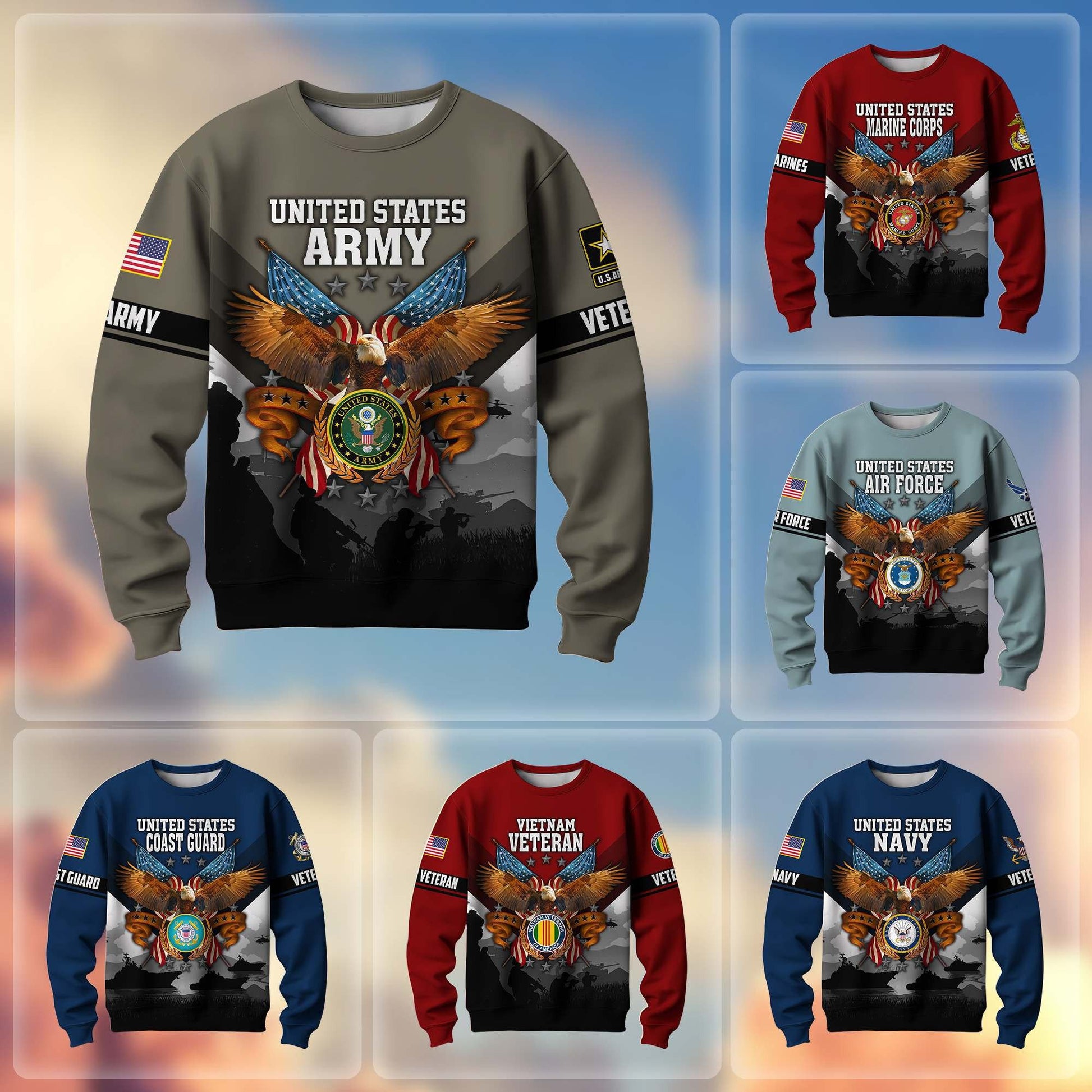 Premium US Veterans Sweatshirt ATTN040821, Gifts For US Veterans, Gifts On Father's Day, Veterans Day.