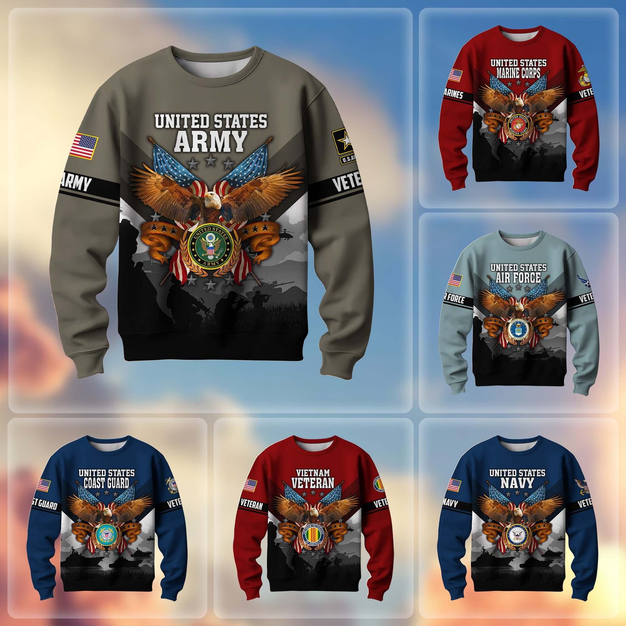 Premium US Veterans Sweatshirt ATTN040821, Gifts For US Veterans, Gifts On Father's Day, Veterans Day.