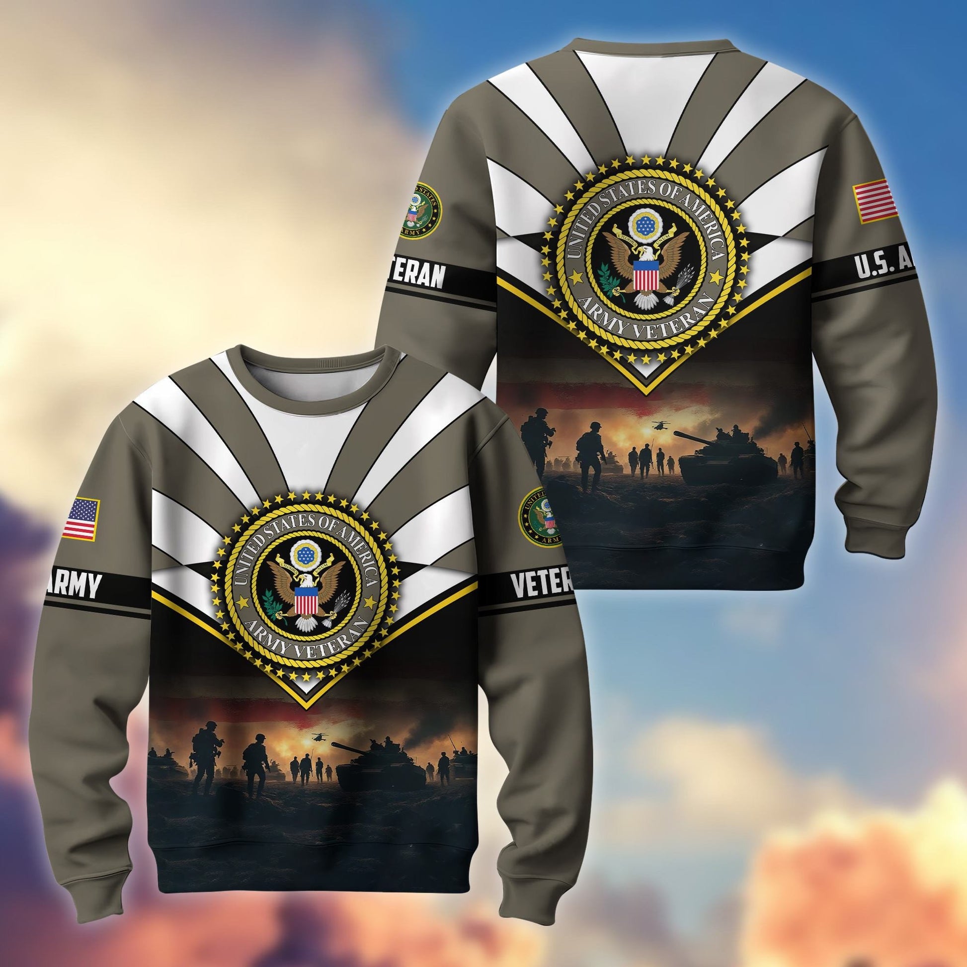 Premium US Veterans Sweatshirt ATTN080821, Gifts For US Veterans, Gifts On Father's Day, Veterans Day.