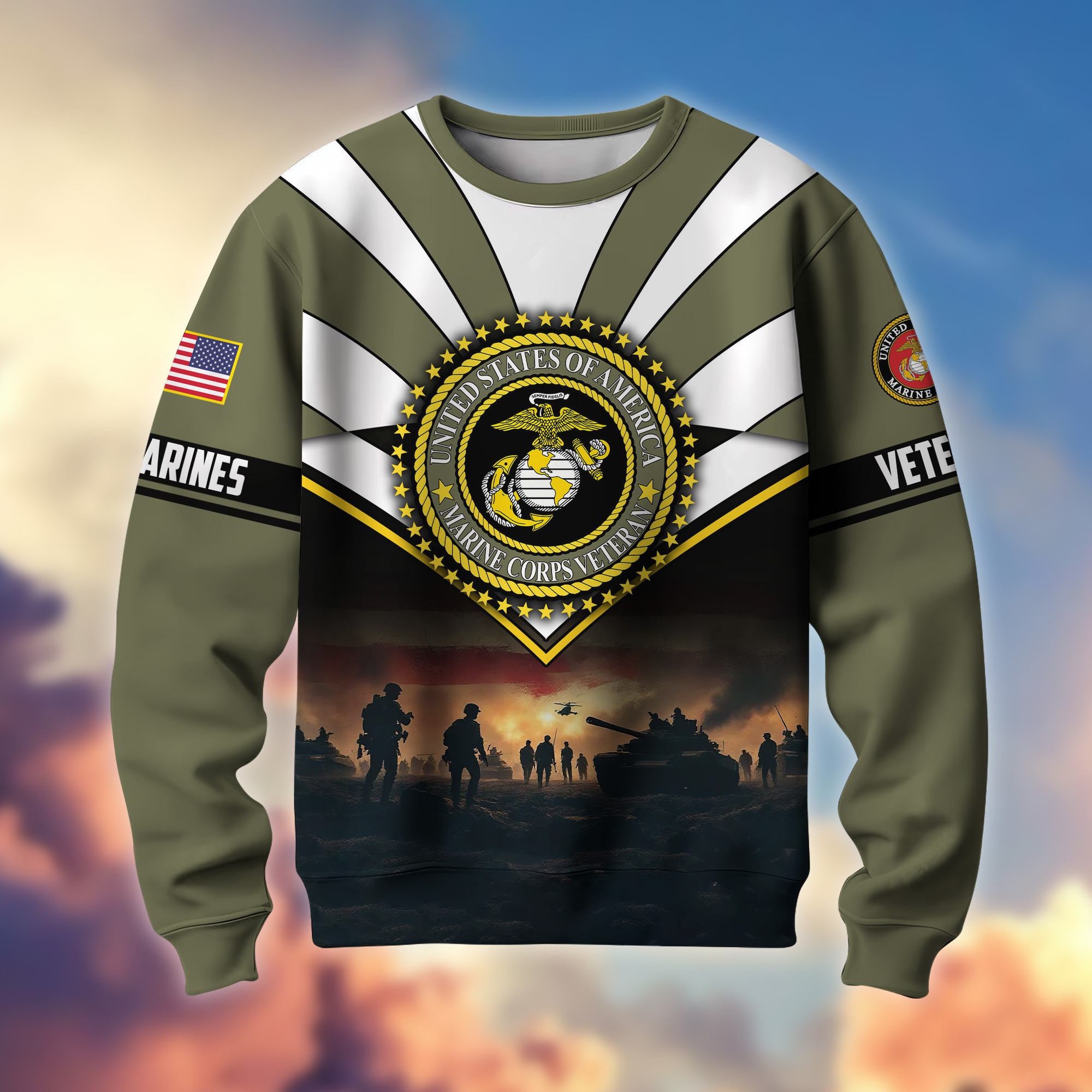 Premium US Veterans Sweatshirt ATTN080821, Gifts For US Veterans, Gifts On Father's Day, Veterans Day.