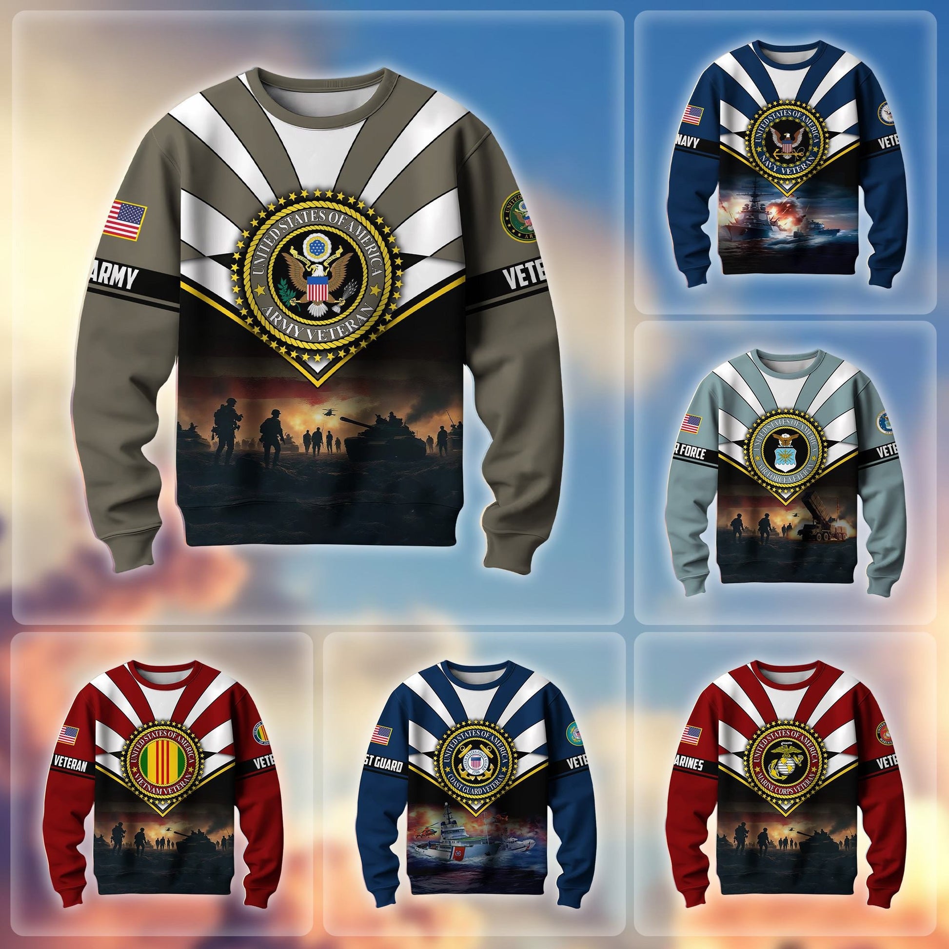 Premium US Veterans Sweatshirt ATTN080821, Gifts For US Veterans, Gifts On Father's Day, Veterans Day.