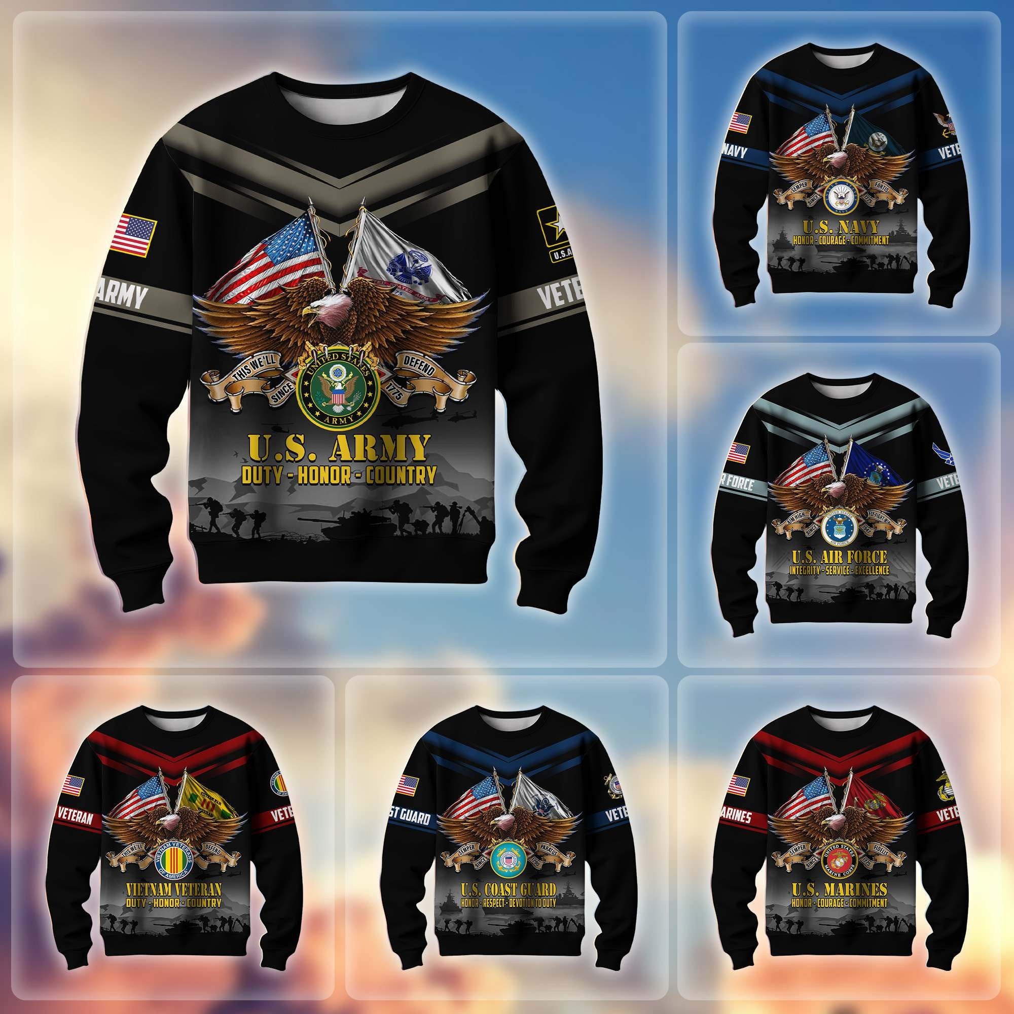 Premium US Veterans Sweatshirt ATTN070821, Gifts For US Veterans, Gifts On Father's Day, Veterans Day.