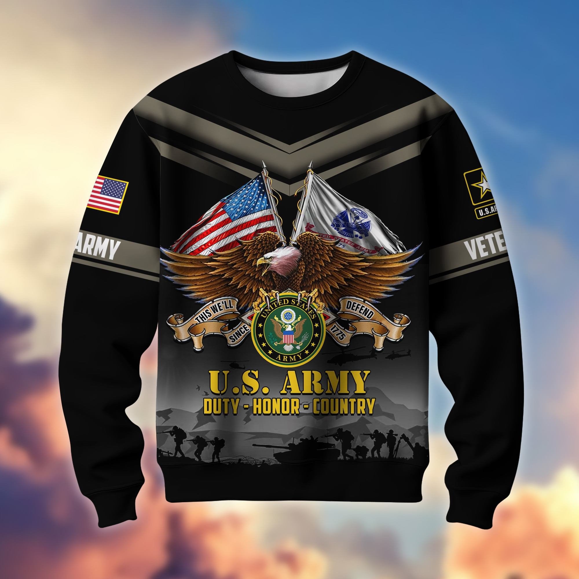 Premium US Veterans Sweatshirt ATTN070821, Gifts For US Veterans, Gifts On Father's Day, Veterans Day.