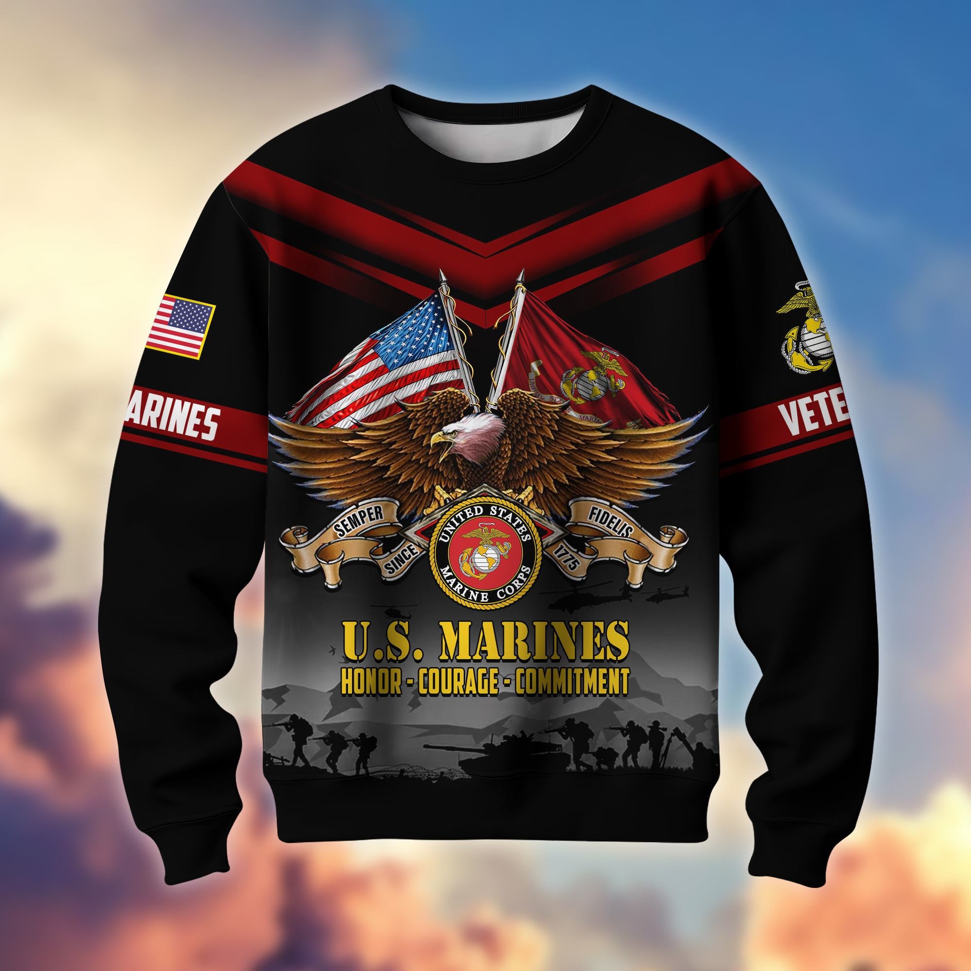 Premium US Veterans Sweatshirt ATTN070821, Gifts For US Veterans, Gifts On Father's Day, Veterans Day.