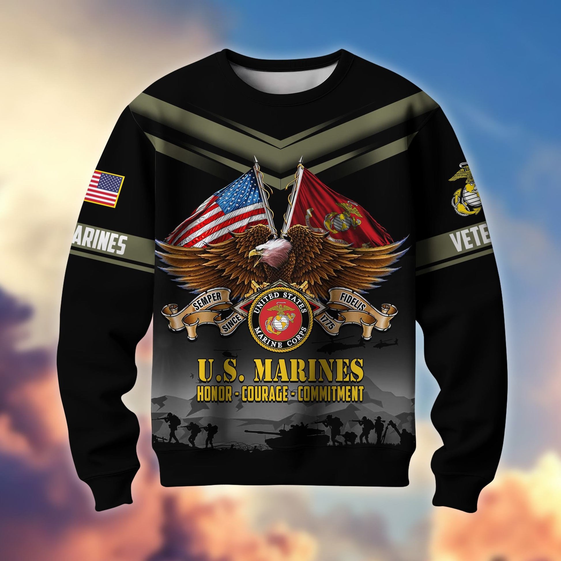 Premium US Veterans Sweatshirt ATTN070821, Gifts For US Veterans, Gifts On Father's Day, Veterans Day.