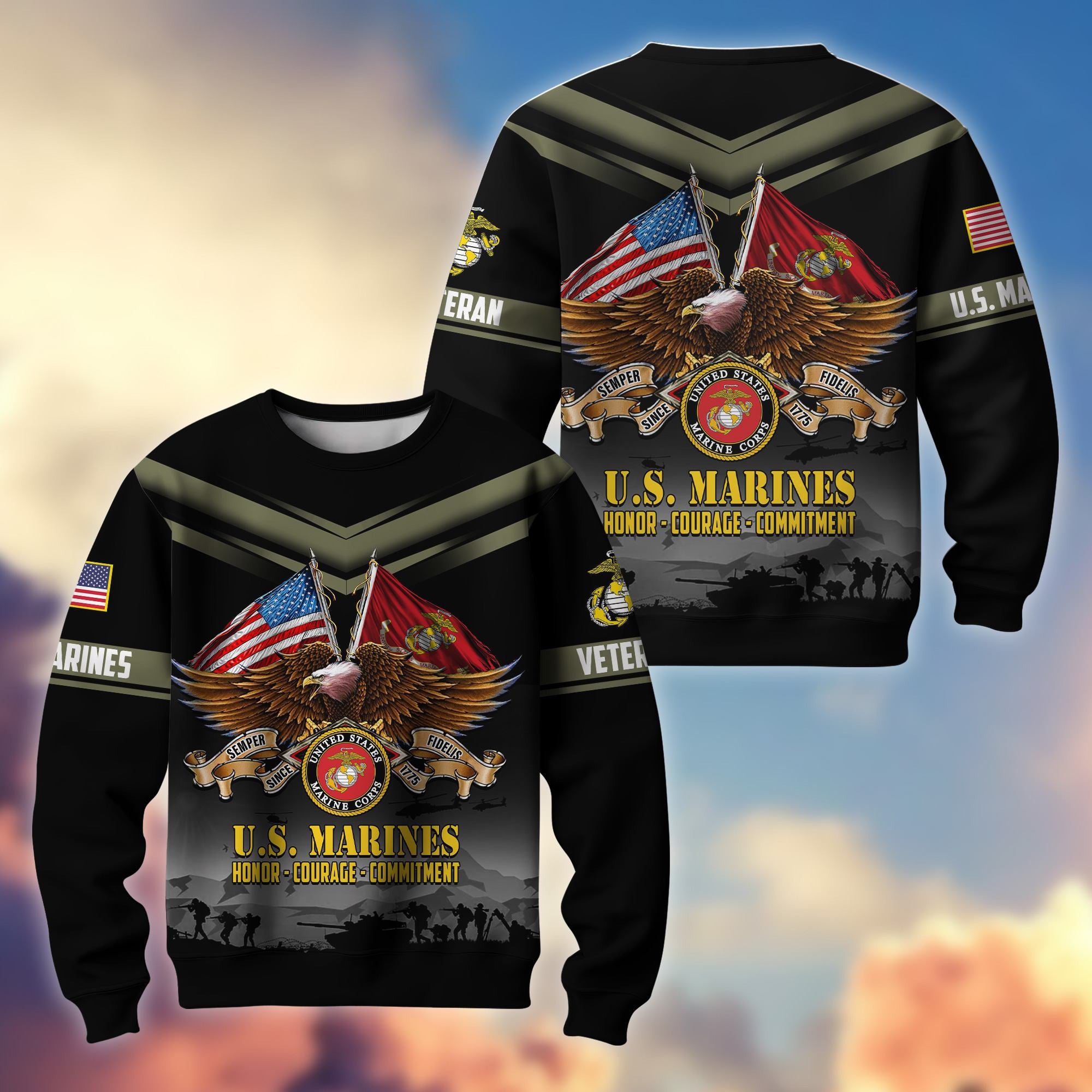 Premium US Veterans Sweatshirt ATTN070821, Gifts For US Veterans, Gifts On Father's Day, Veterans Day.