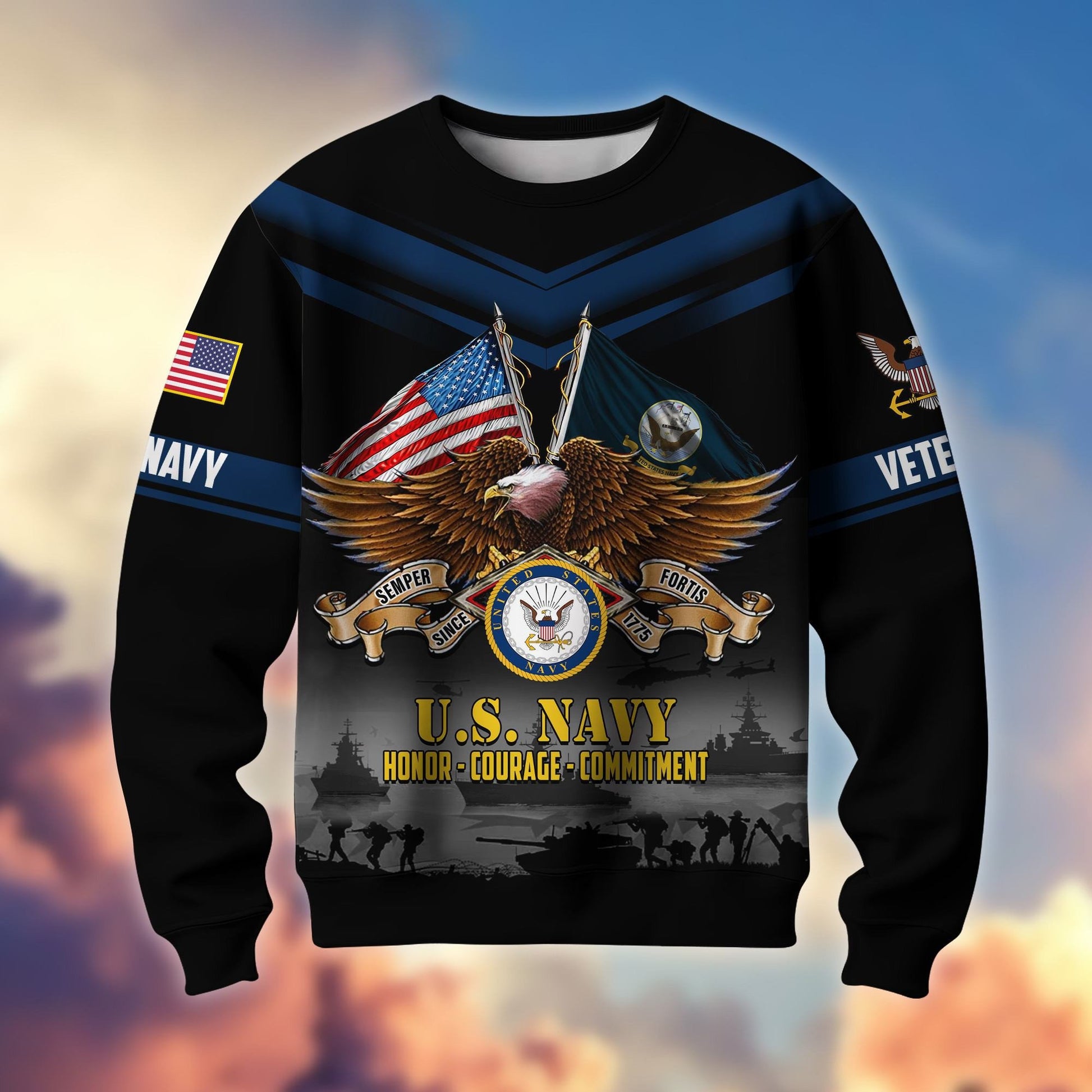 Premium US Veterans Sweatshirt ATTN070821, Gifts For US Veterans, Gifts On Father's Day, Veterans Day.