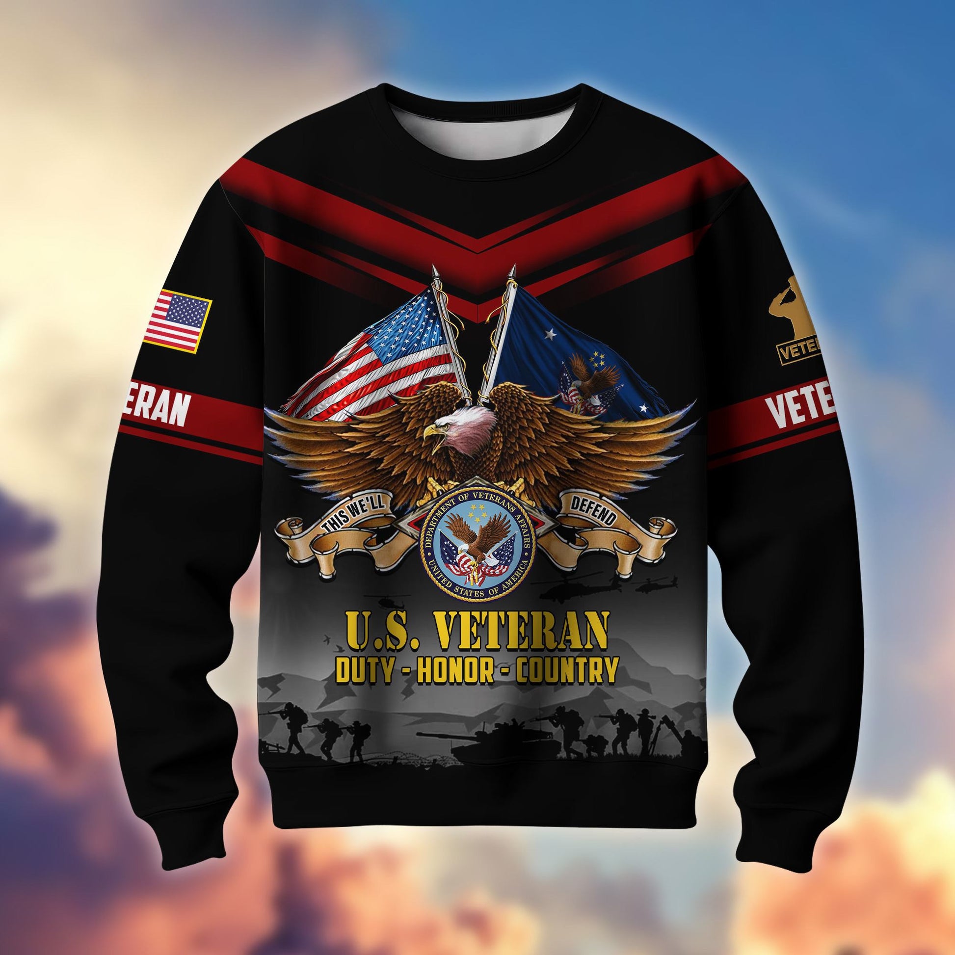Premium US Veterans Sweatshirt ATTN070821, Gifts For US Veterans, Gifts On Father's Day, Veterans Day.