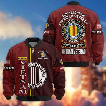 Premium Custom Vietnam Veteran Bomber Jacket VPVC802106, Gifts For Vietnam Veteran, Gifts On Father's Day, Veterans Day.