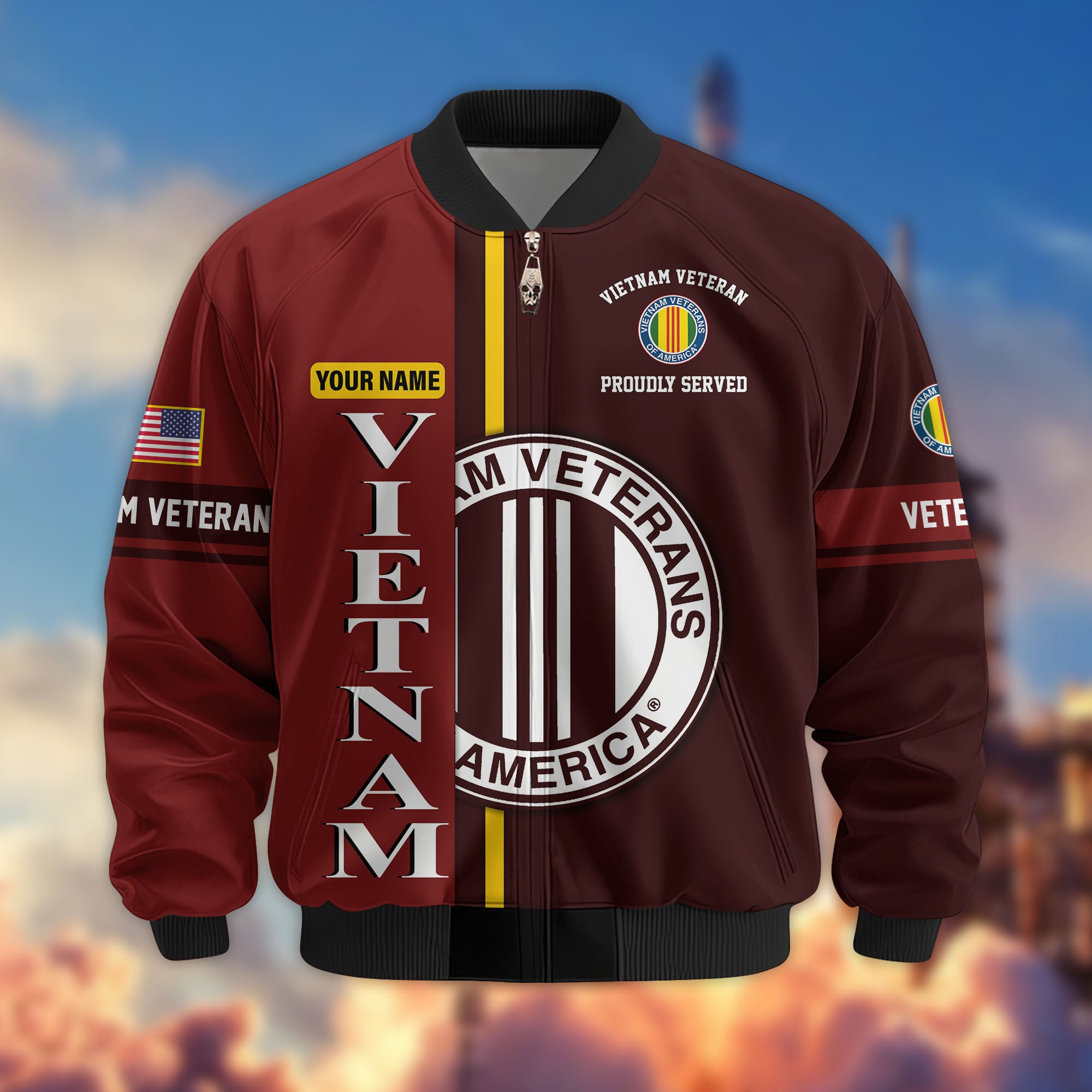 Premium Custom Vietnam Veteran Bomber Jacket VPVC802106, Gifts For Vietnam Veteran, Gifts On Father's Day, Veterans Day.