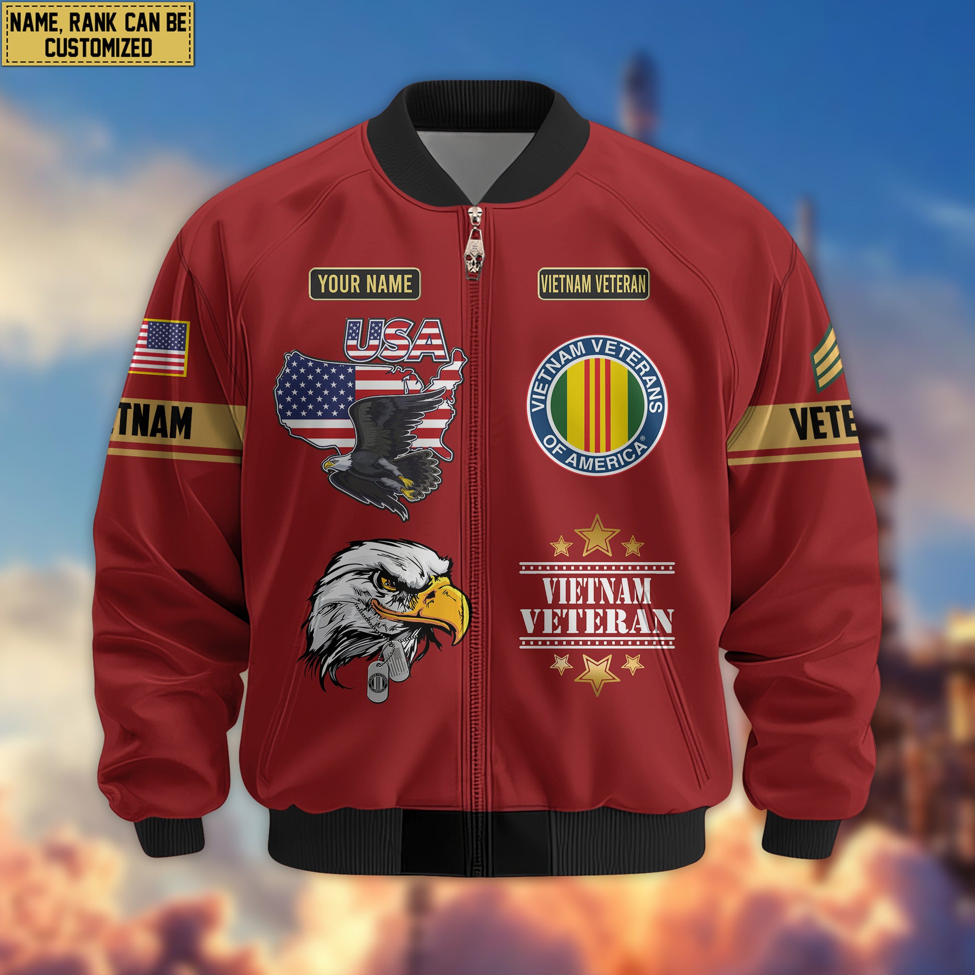 Premium Custom Vietnam Veteran Bomber Jacket VPVC802206, Gifts For Vietnam Veteran, Gifts On Father's Day, Veterans Day.
