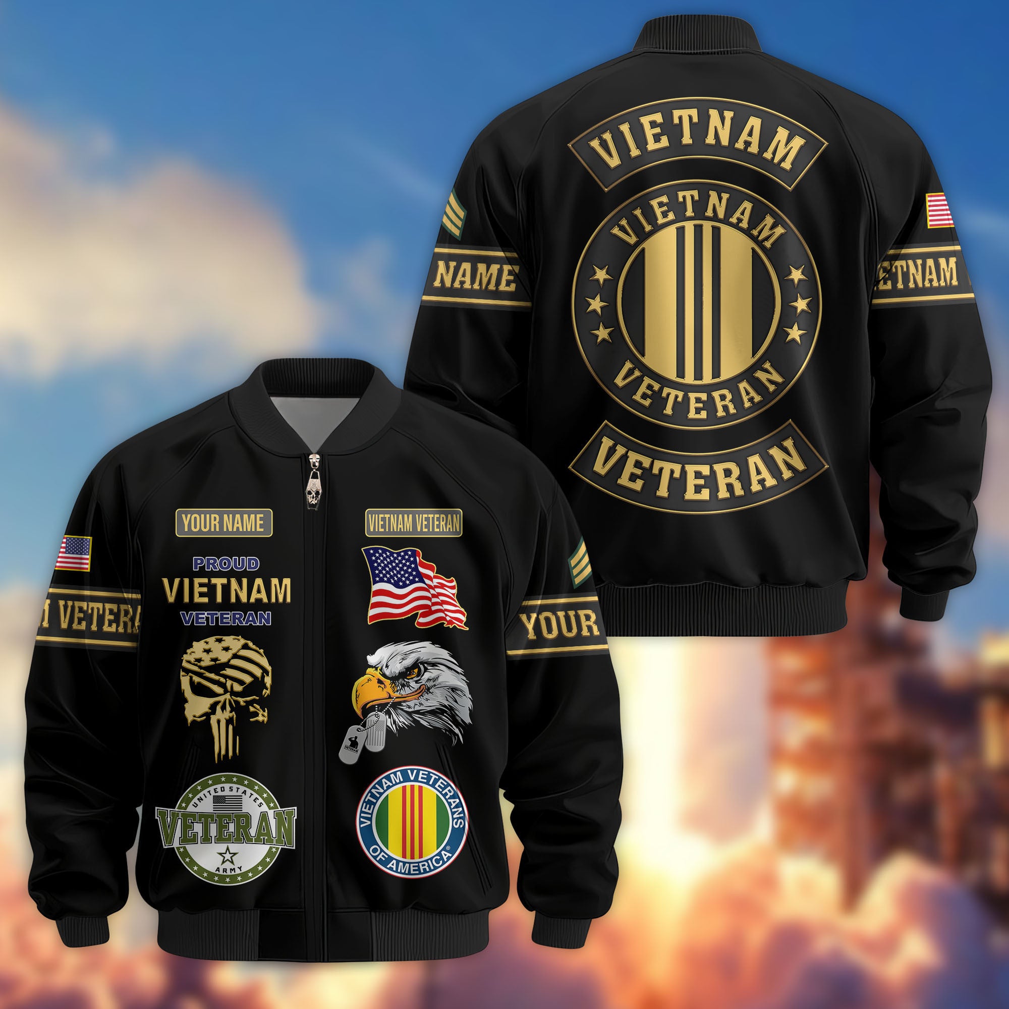 Premium Custom Vietnam Veteran Bomber Jacket VPVC802306, Gifts For Vietnam Veteran, Gifts On Father's Day, Veterans Day.