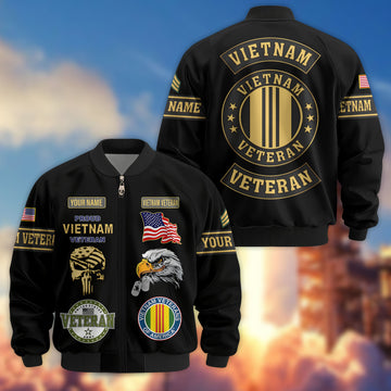 Premium Custom Vietnam Veteran Bomber Jacket VPVC802306, Gifts For Vietnam Veteran, Gifts On Father's Day, Veterans Day.