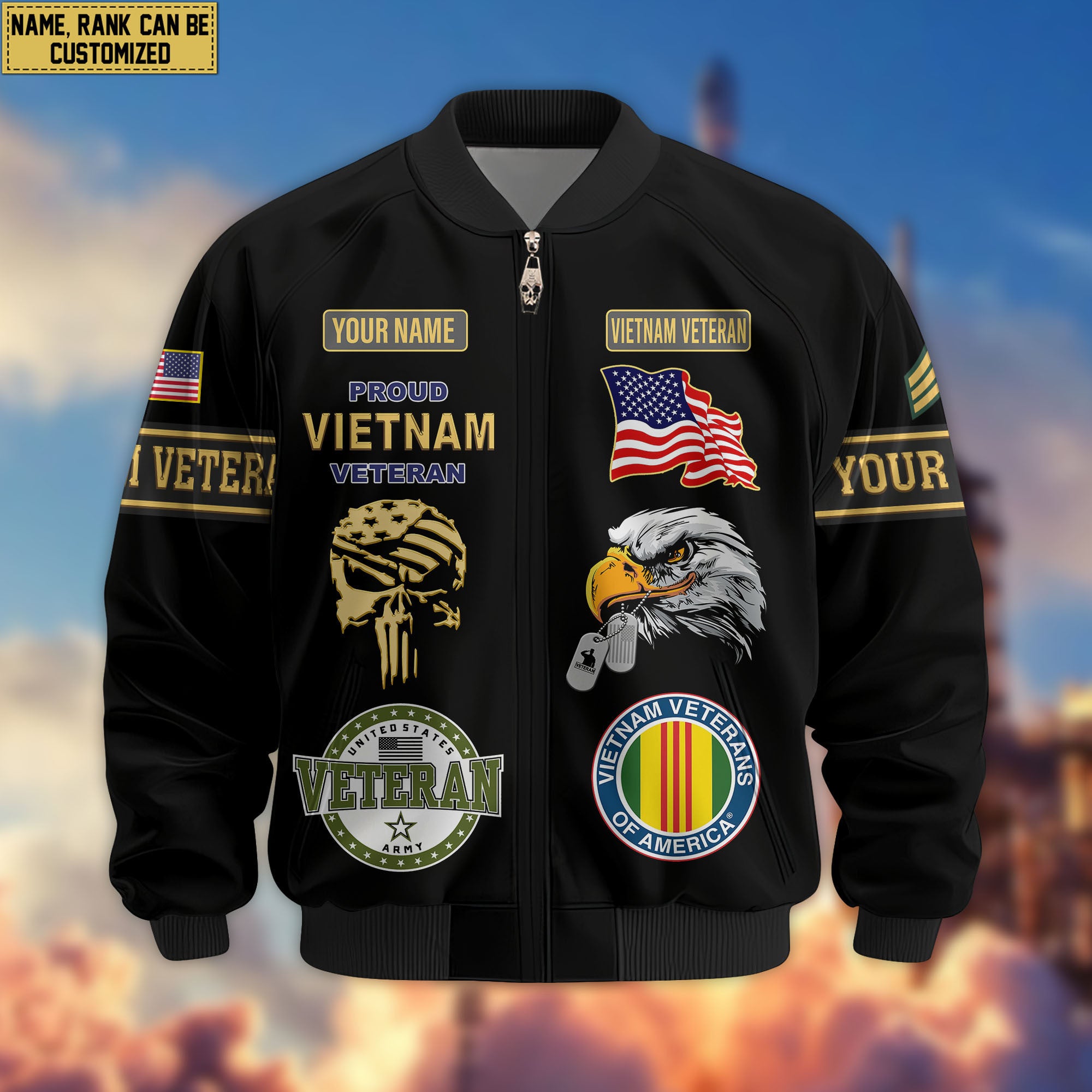 Premium Custom Vietnam Veteran Bomber Jacket VPVC802306, Gifts For Vietnam Veteran, Gifts On Father's Day, Veterans Day.