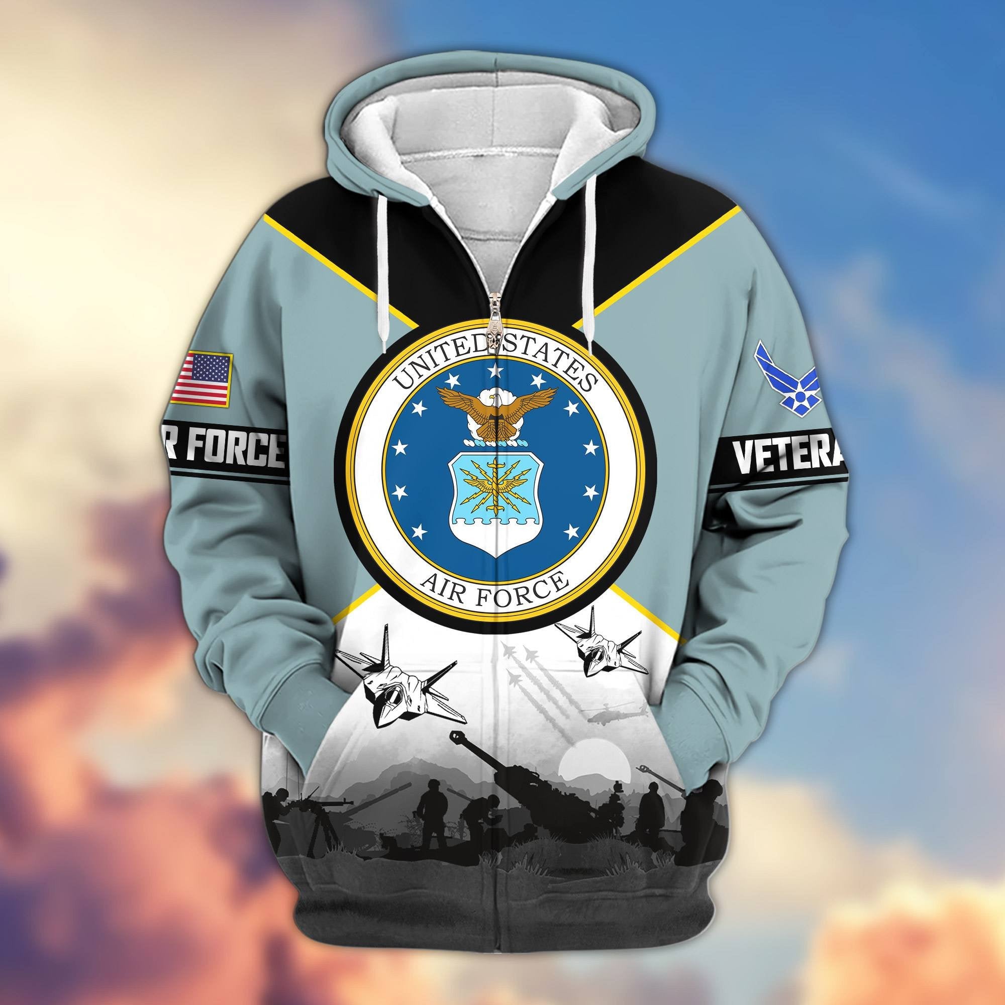 Premium US Veterans Zip Hoodie ATTN060821, Gifts For US Veterans, Gifts On Father's Day, Veterans Day.