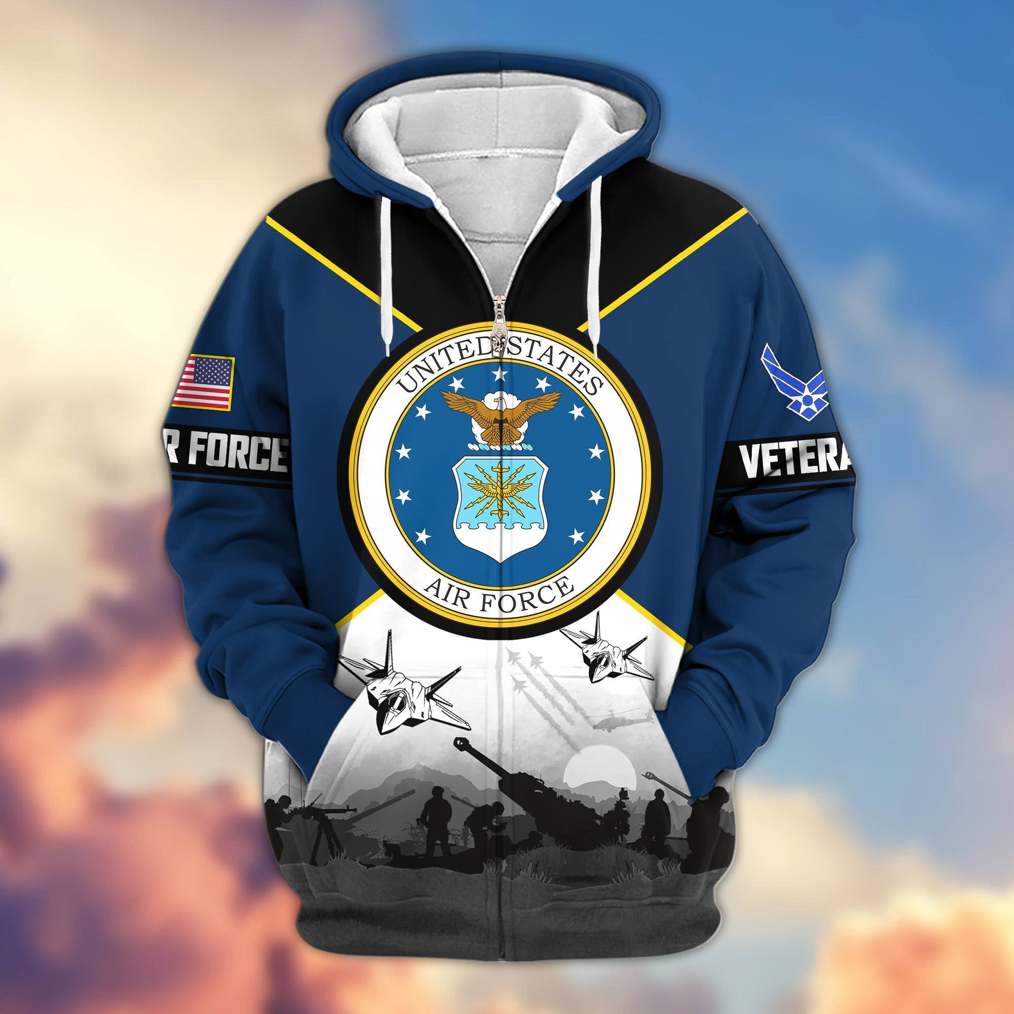 Premium US Veterans Zip Hoodie ATTN060821, Gifts For US Veterans, Gifts On Father's Day, Veterans Day.
