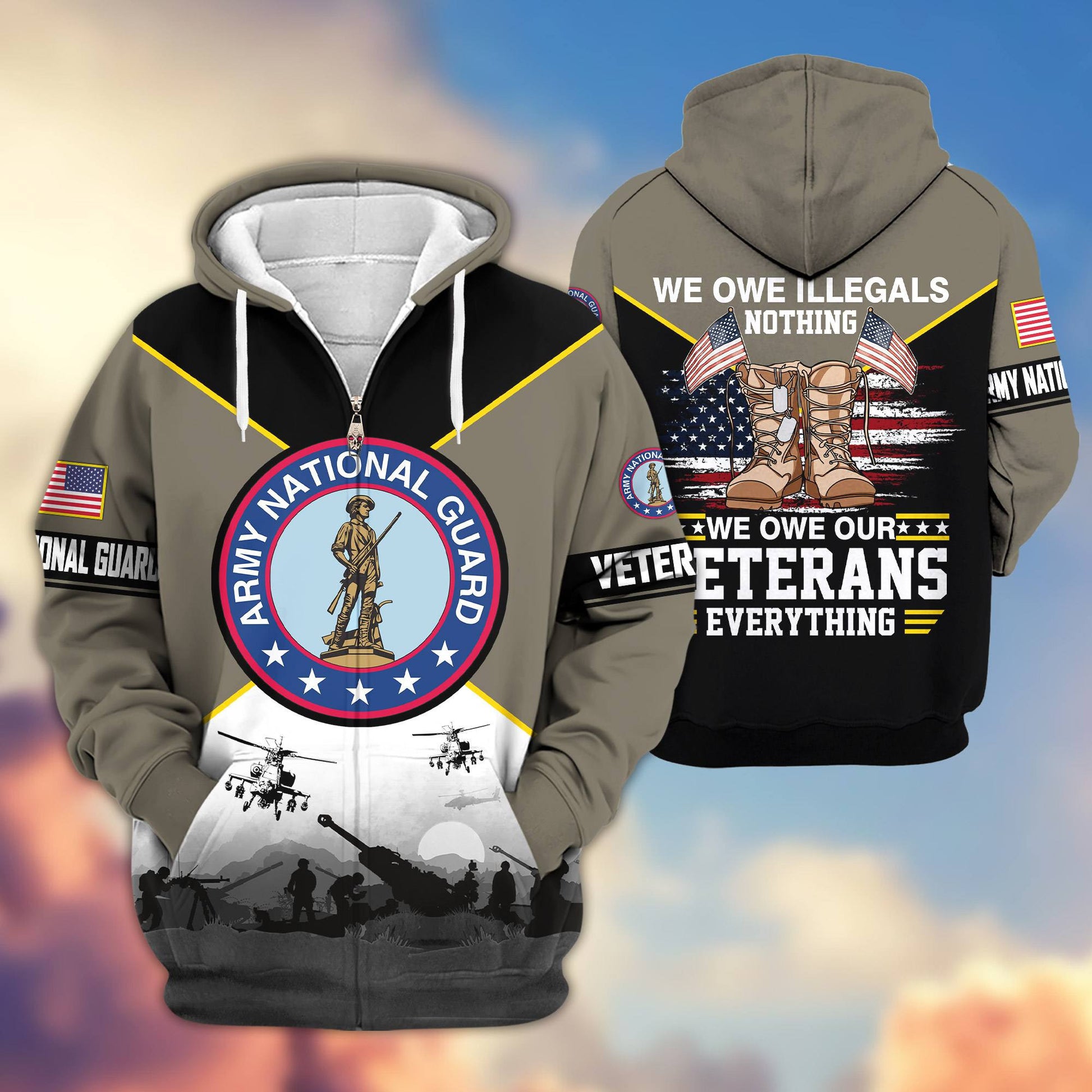 Premium US Veterans Zip Hoodie ATTN060821, Gifts For US Veterans, Gifts On Father's Day, Veterans Day.