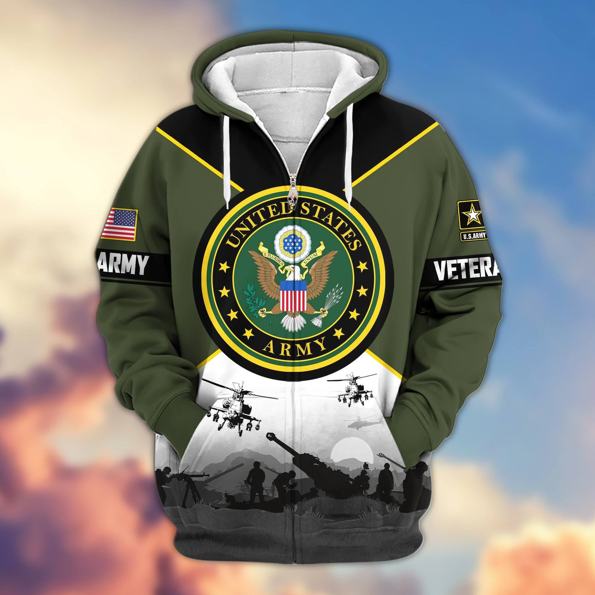 Premium US Veterans Zip Hoodie ATTN060821, Gifts For US Veterans, Gifts On Father's Day, Veterans Day.