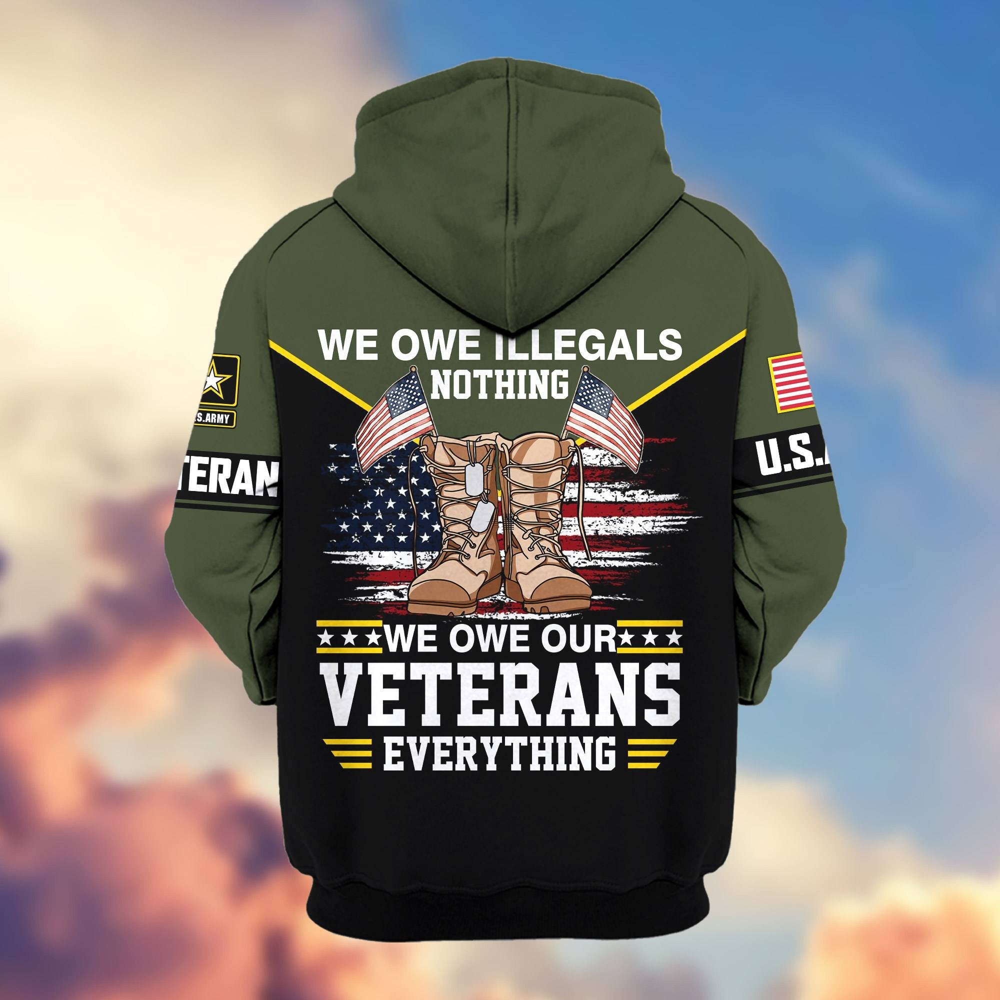 Premium US Veterans Zip Hoodie ATTN060821, Gifts For US Veterans, Gifts On Father's Day, Veterans Day.