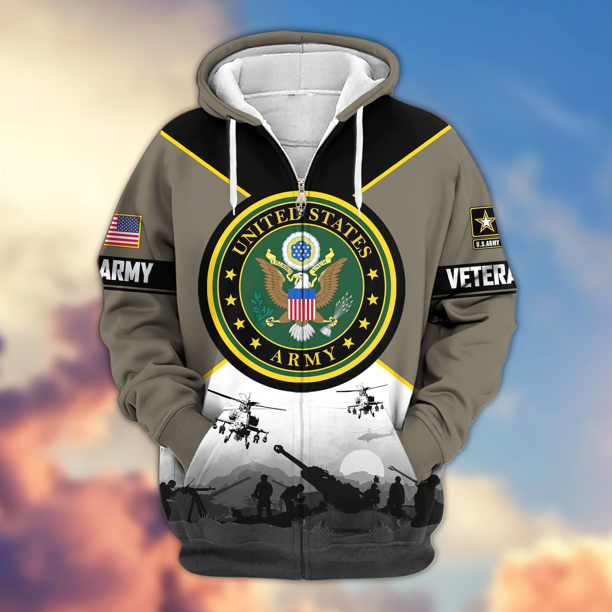 Premium US Veterans Zip Hoodie ATTN060821, Gifts For US Veterans, Gifts On Father's Day, Veterans Day.